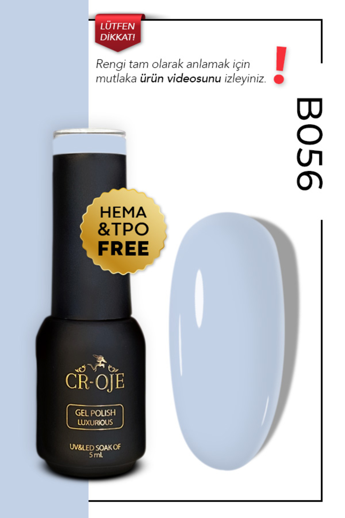 CROJE KALICI OJE Kalıcı Oje Gökyüzü Mavi- B056 (5 ML)