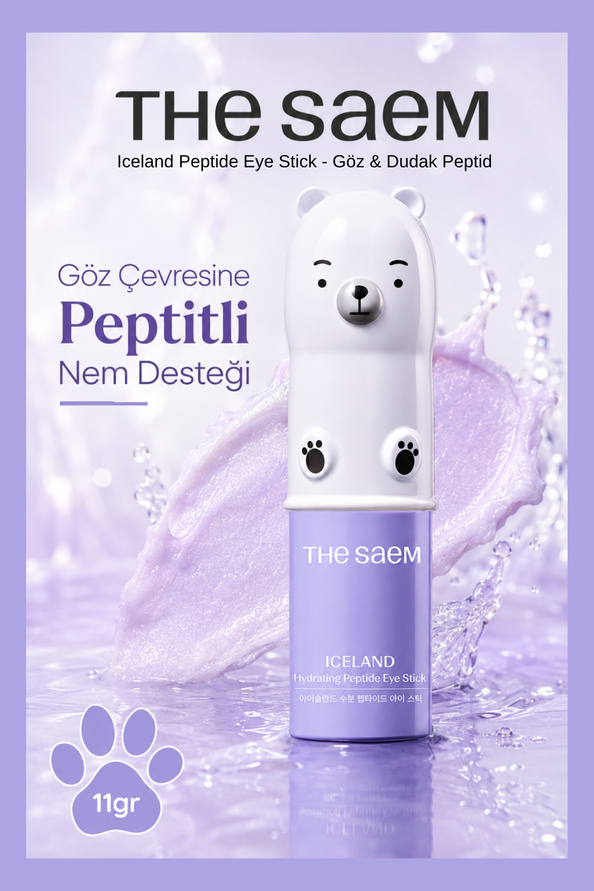 THE SAEM Iceland Hydrating Peptide Eye Stick / Göz Çevresi ve Dudak için Peptid Nemlendirici Stick 11gr