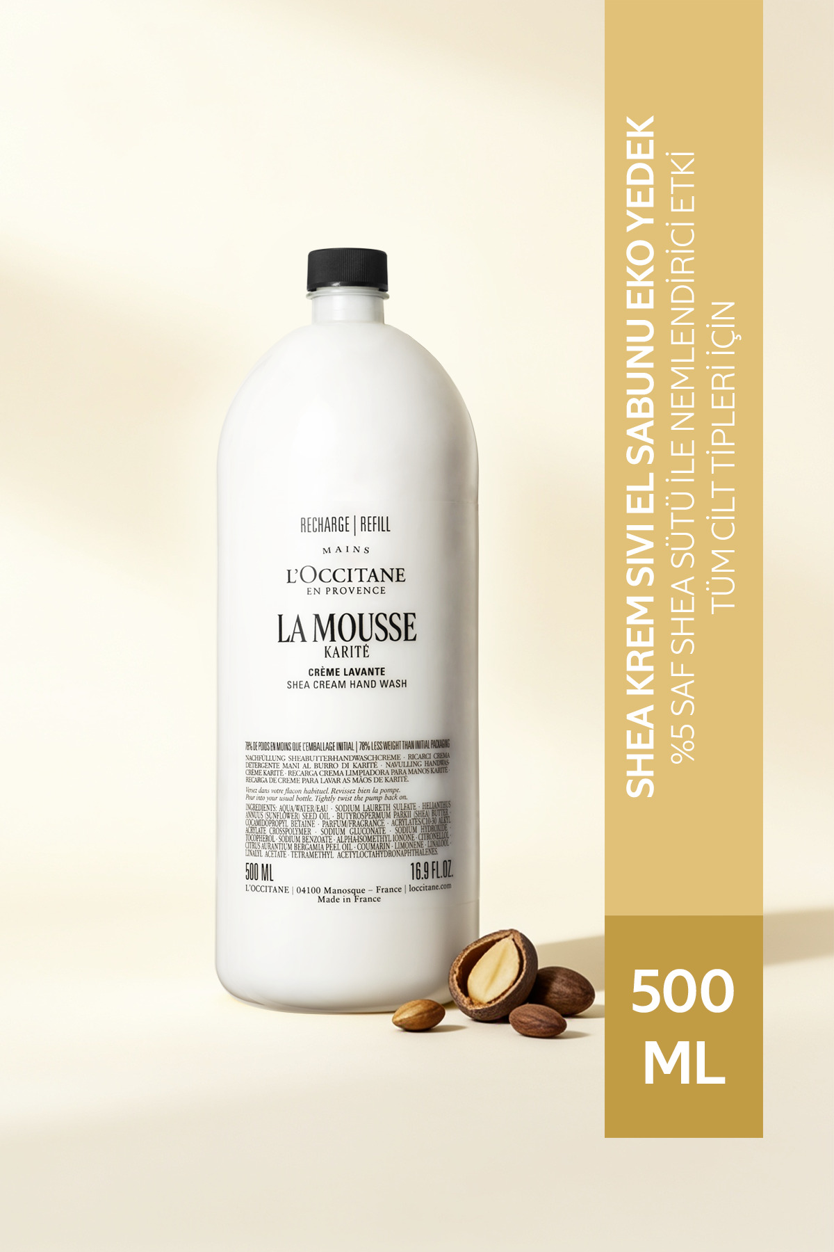 L'Occitane Shea Krem Sıvı El Sabunu Eko Yedek (Refill), %5 Shea Sütü İçeren, 500 ml