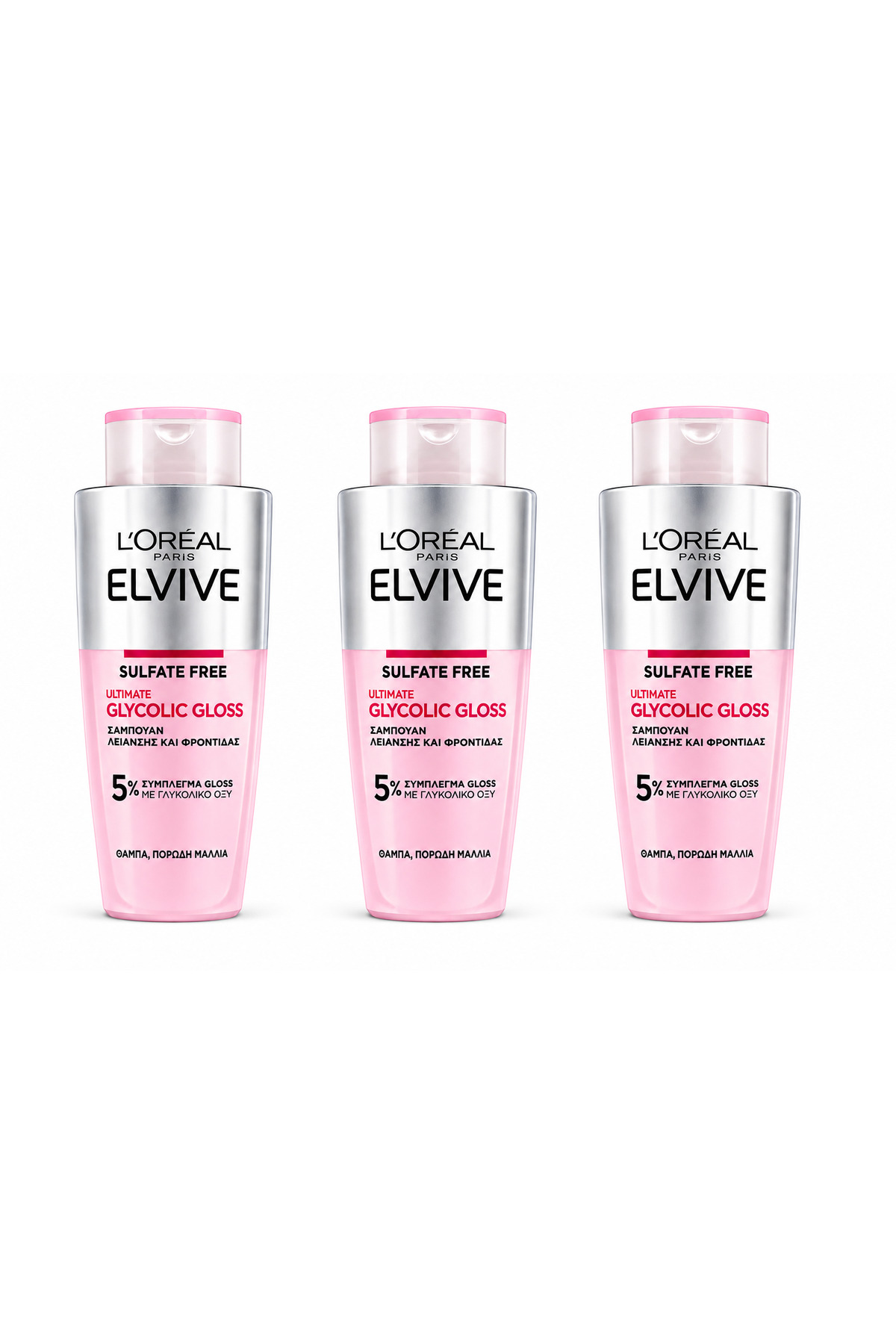 L'Oreal Paris Elvive Glycolic Gloss Mükemmel Parlaklık için Bakım Yapan Şampuan 200ml X 3 ADET