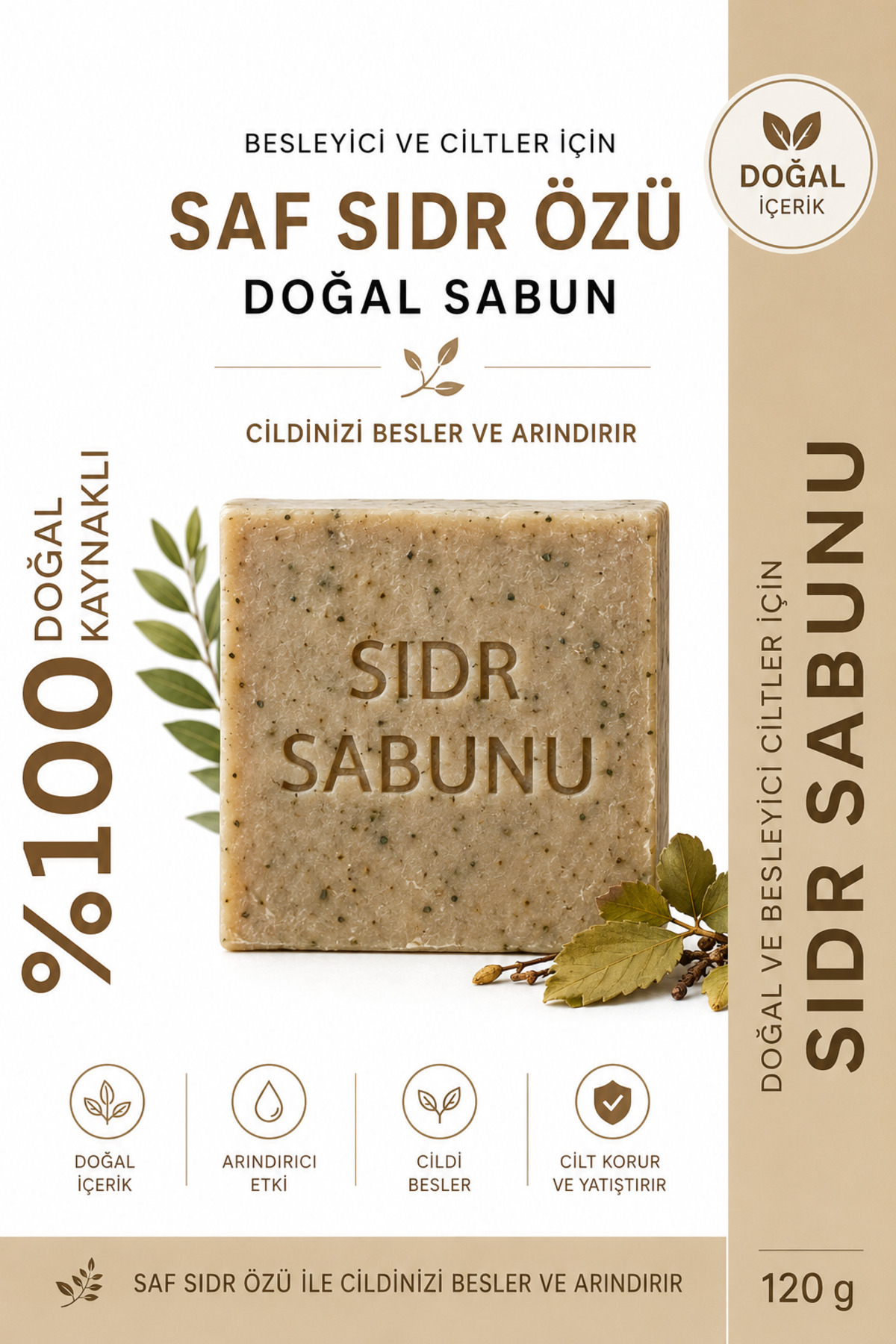 ŞİFAKÜR BİTKİSEL SAĞLIK ÜRÜNLERİ Şifakür Doğal Sidr Sabunu 120 g | Lote Ağacı Özlü El, Yüz, Vücut ve Saç Bakım Sabunu, Arındırıcı Etkili