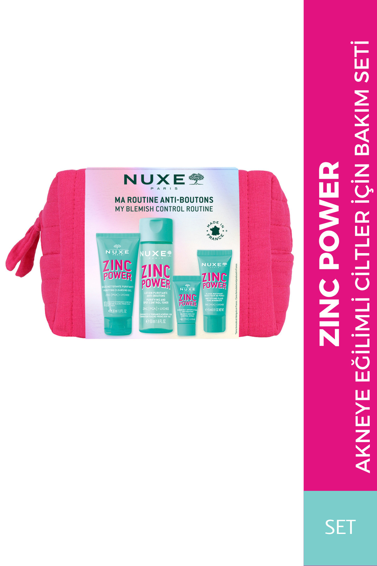 Nuxe Yağlı, Karma ve Akneye Meyilli Ciltler İçin Arındırıcı ve Sıkılaştırıcı Zinc Power Set