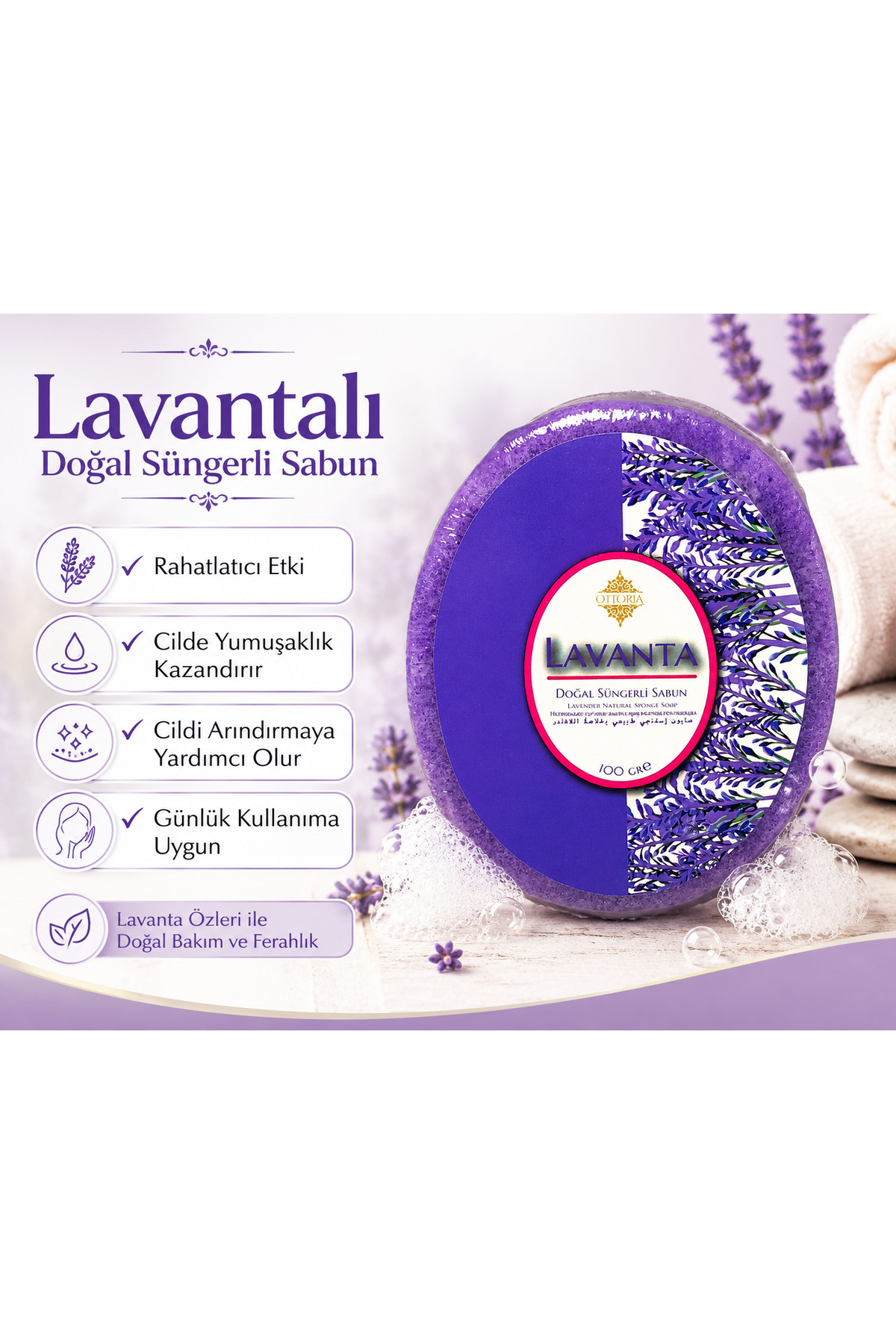 OTTORIA Lavanta Süngerli Sabun