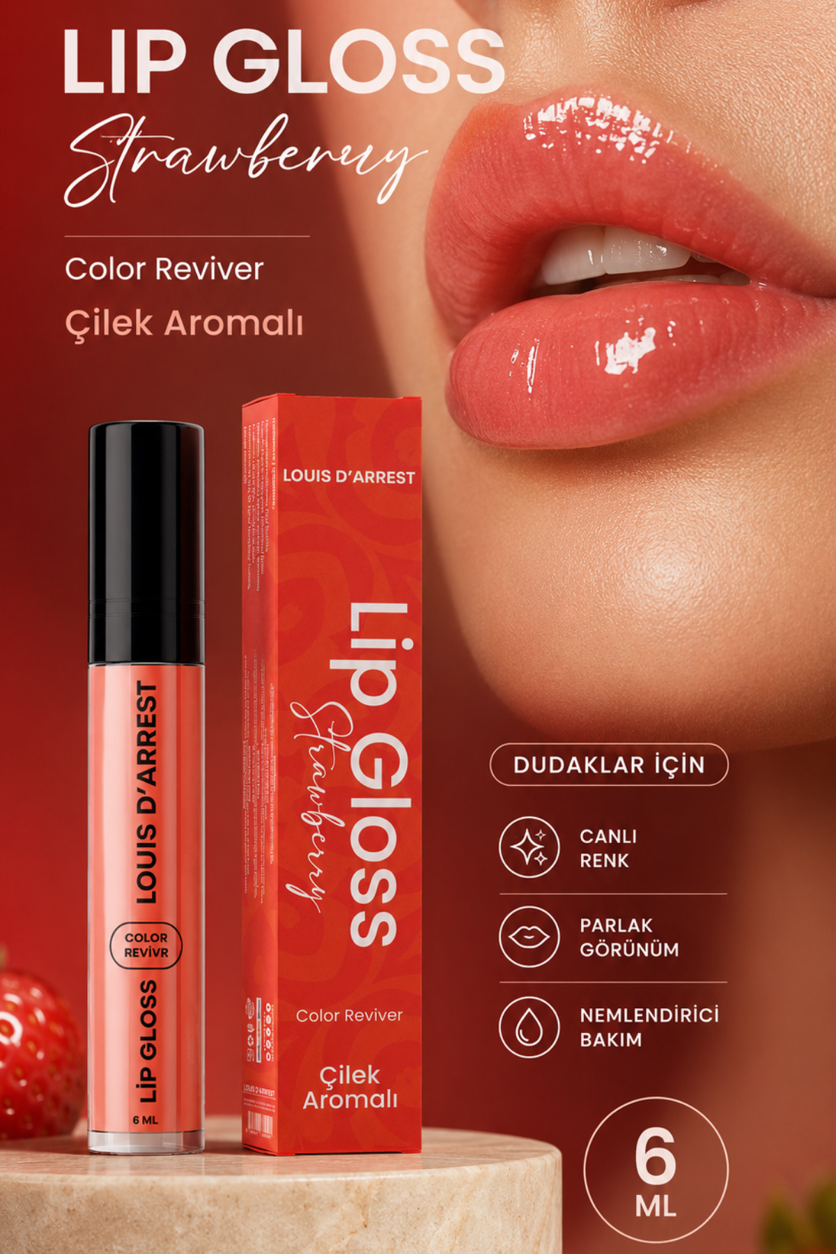 Louis DArrest Çilek Aromalı Dudak Dolgunlaştırıcı Ve Parlatıcı Lip Gloss