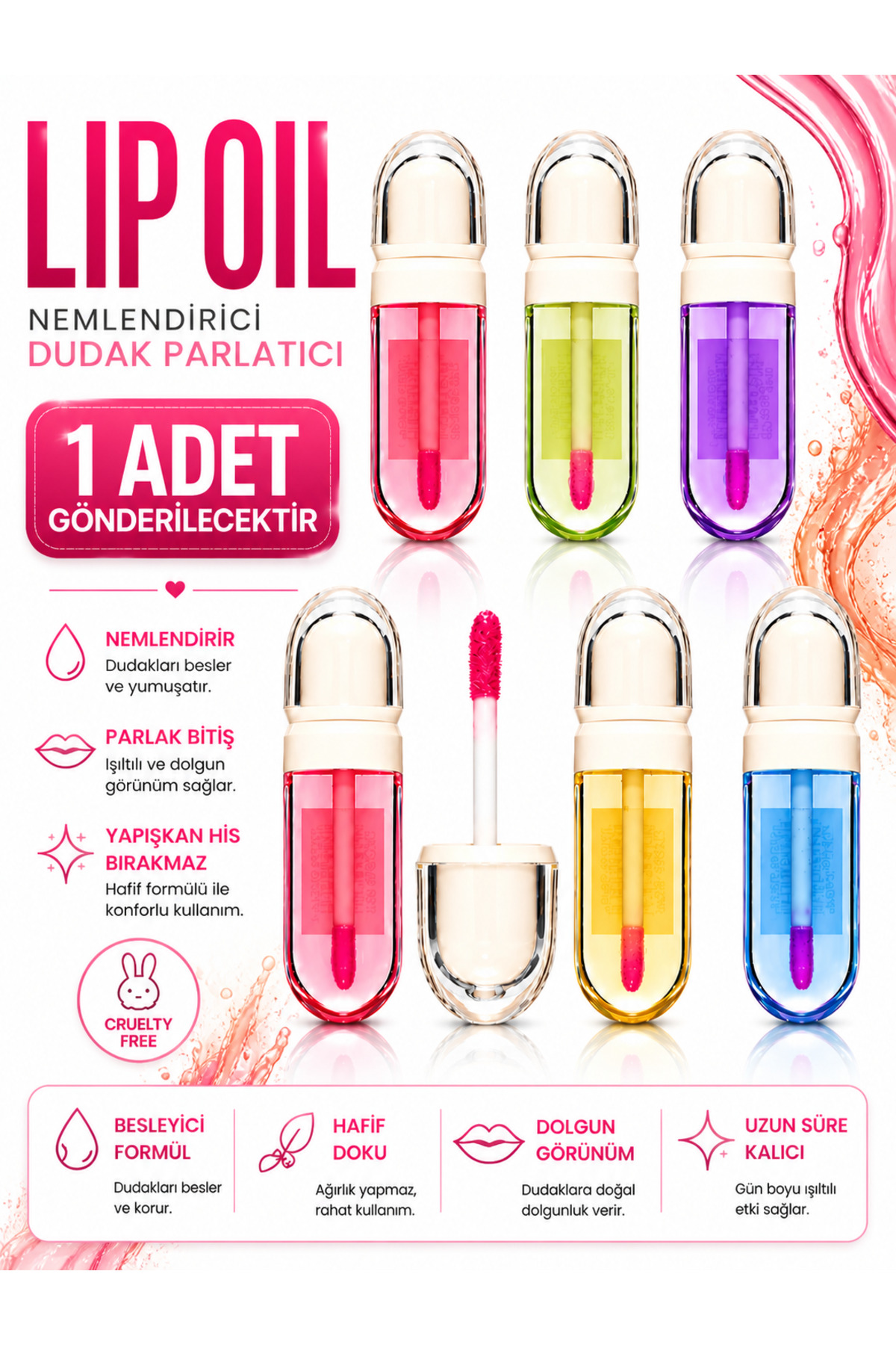 MAQYA KOZMETİK Paris Lip Oil Lip Gloss 2in1 /Sihirli Dudak Parlatıcı/Doğal Pembelik/ Dudak Nemlendirici
