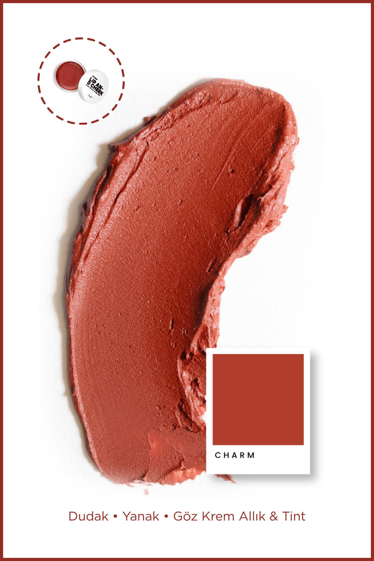Leef Lip & Cheek Balm Charm | Kırmızı Dudak & Yanak Balmı | 3’ü 1 Arada Krem Allık & Tint