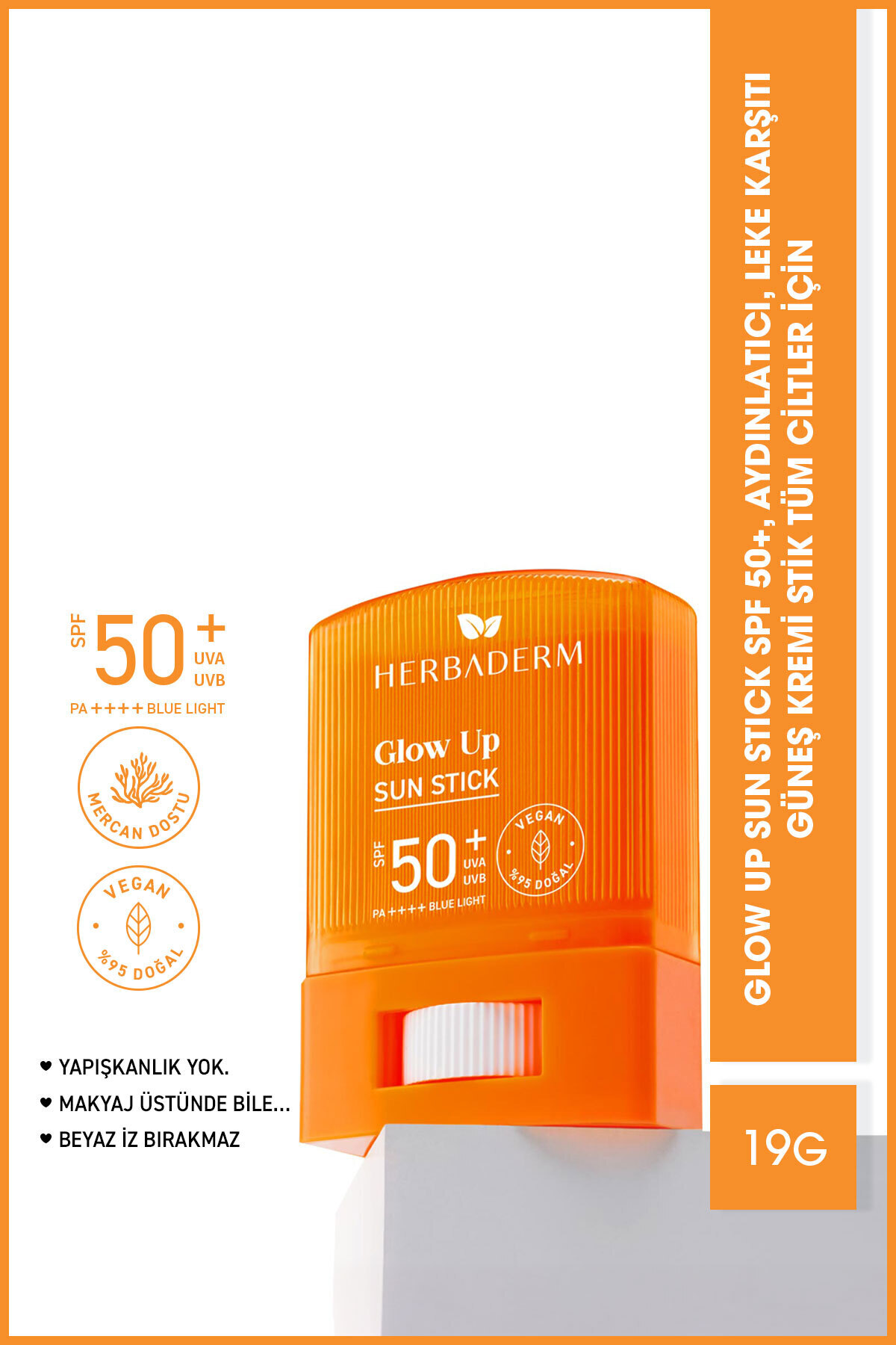 Herbaderm Stick Güneş Koruyucu 50+ SPF Leke Karşıtı & Aydınlatıcı 19 gr