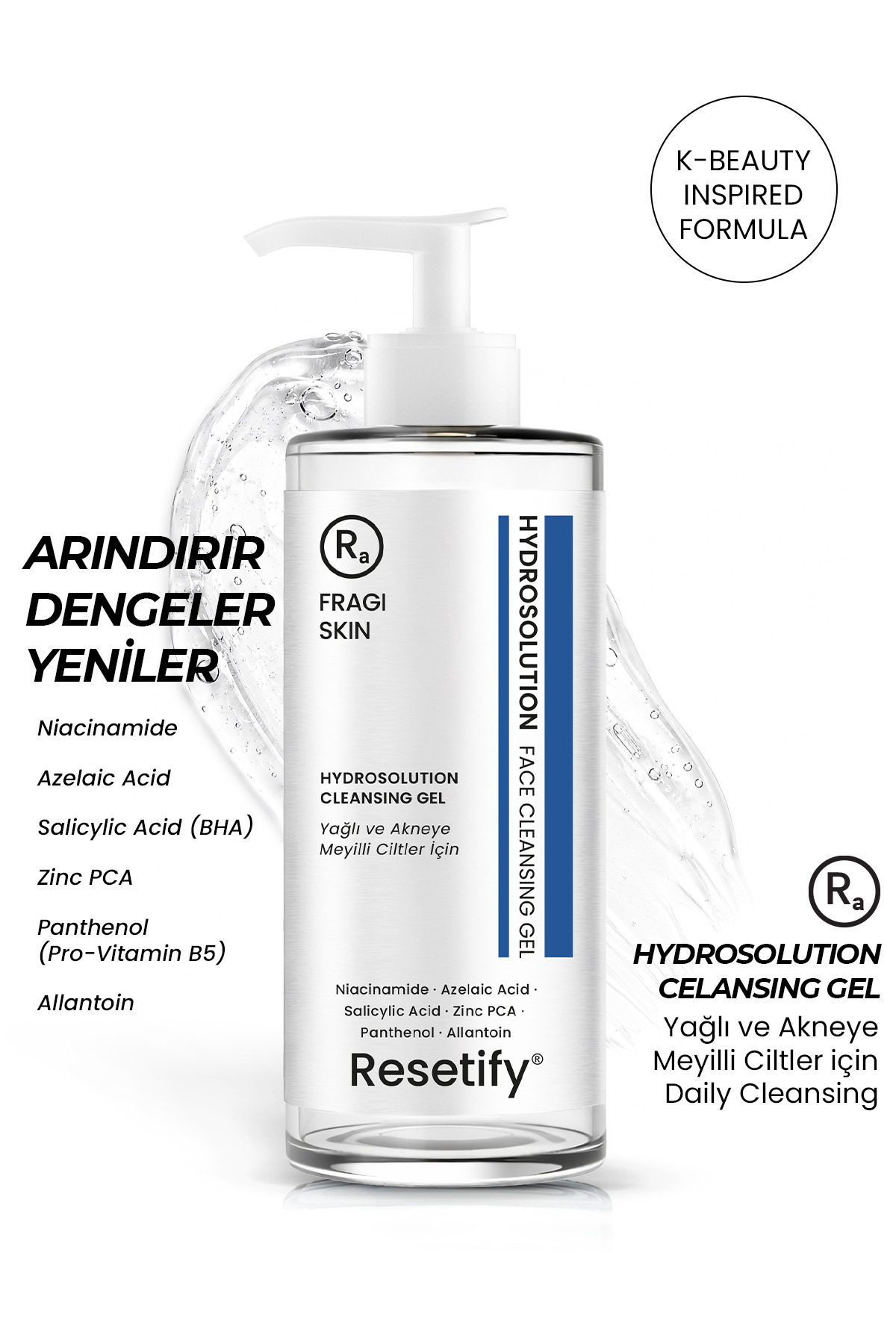 RESETIFY Hydrosolution Akne Karşıtı Yağ Dengeleyici Yüz Temizleme Jeli 200 ML