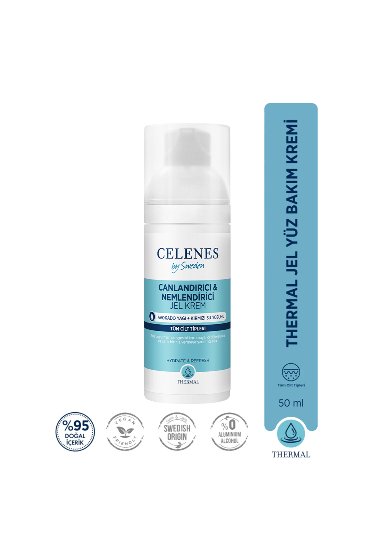 Celenes BY SWEDEN NEMLENDİRİCİ VE CANLANDIRICI THERMAL JEL GÜNLÜK BAKIM KREMİ 50 ML-