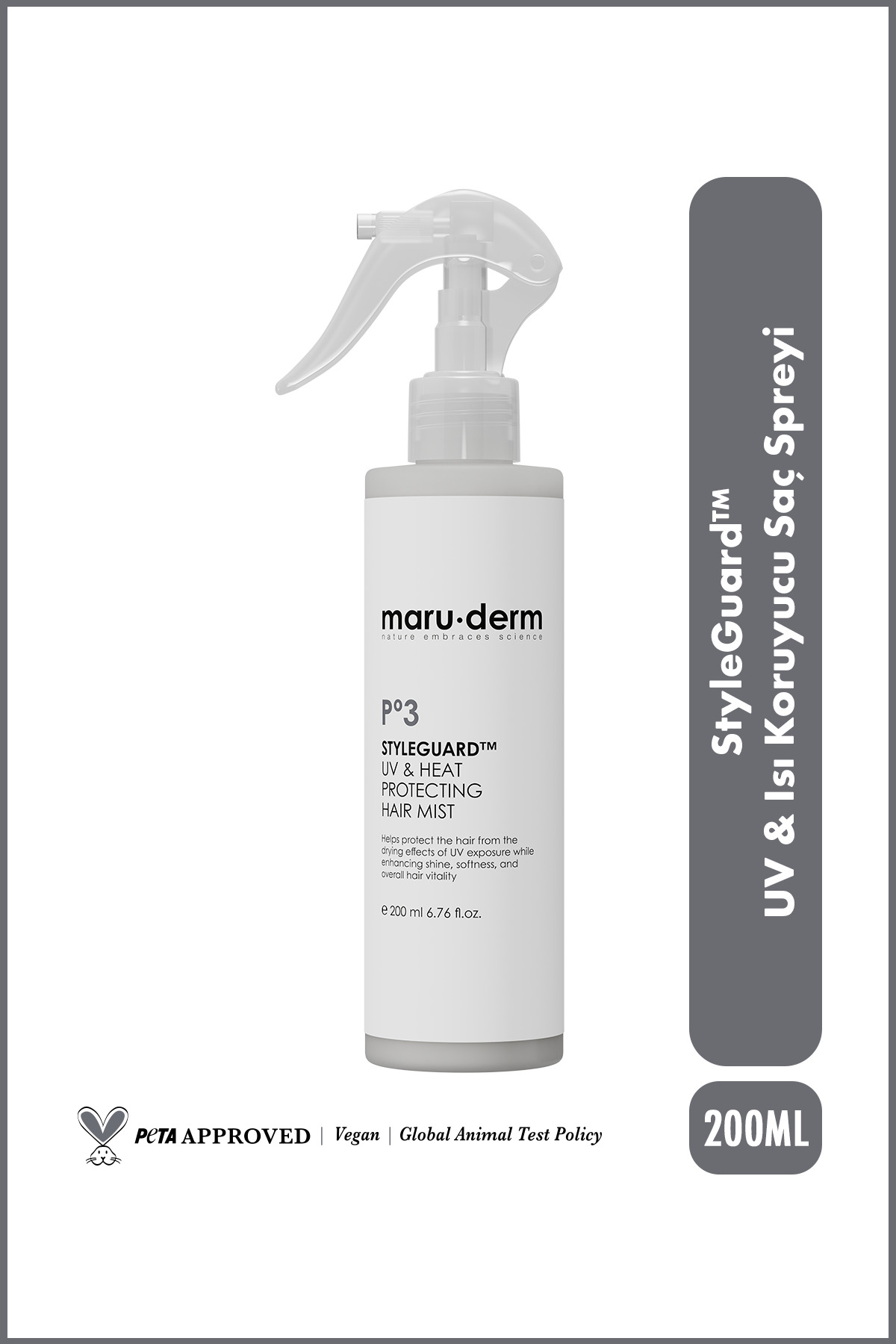 Maru.Derm StyleGuard™ UV & Isı Koruyucu Saç Spreyi – Güneş ve Isı Koruyucu Hair Mist 200 ML
