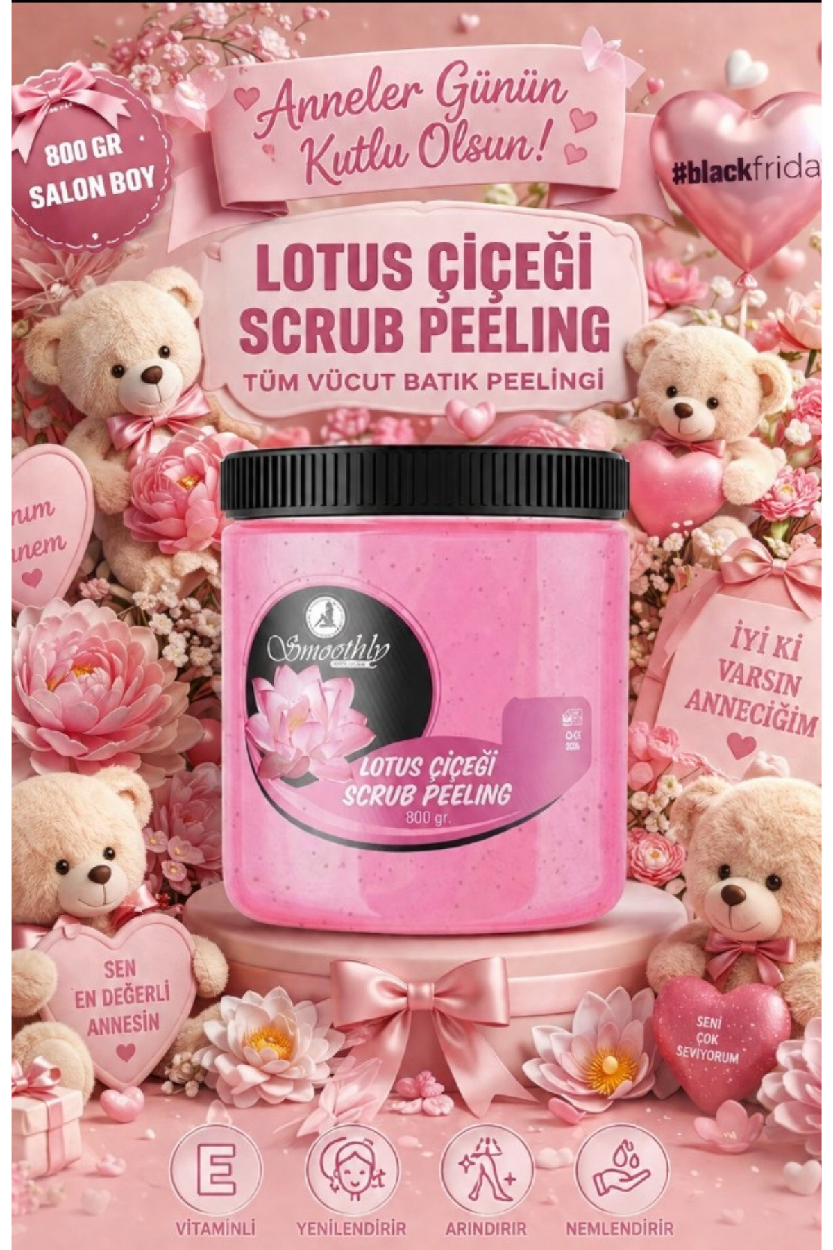 Smoothly Lotus Çiçeği Özlü Canlandırıcı & Yumuşatıcı El Ayak Ve Vücut Bakım Peelingi 800gr