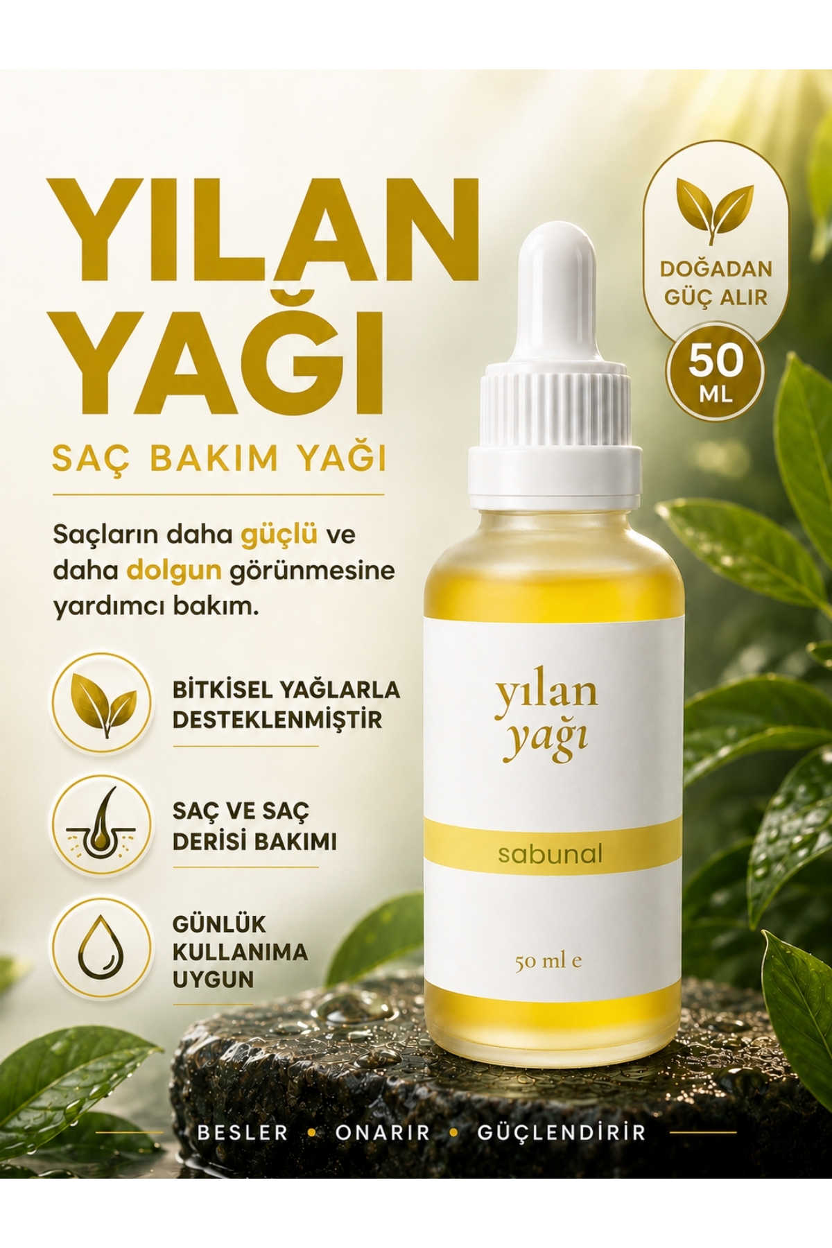 sabunal Yılan Yağı 50 ml - Saç Bakımına Uygun Geleneksel Yağ