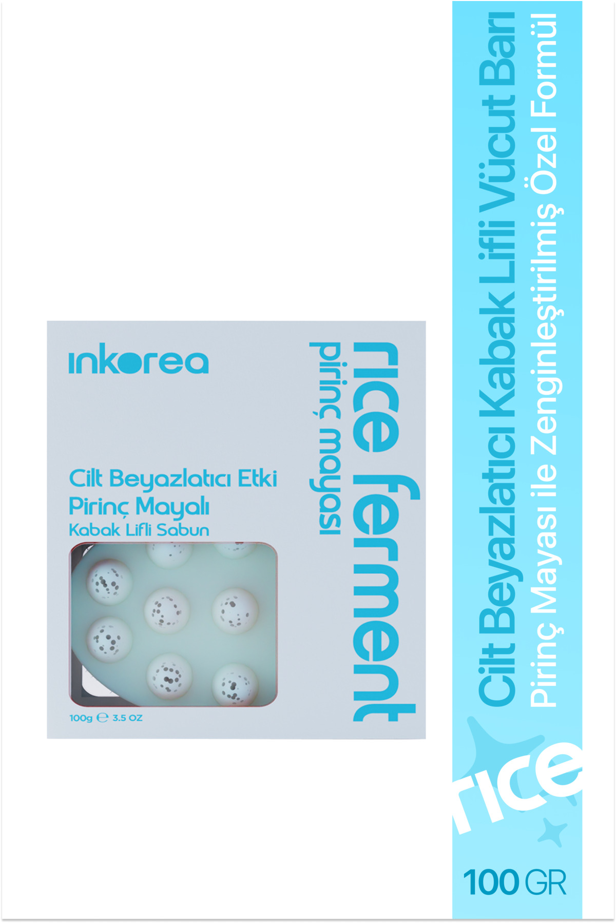 inkorea Rice Ferment Soap -Pirinç Mayalı Cilt Beyazlatıcı Etki & Aydınlatıcı Kabak Lifli Sabun