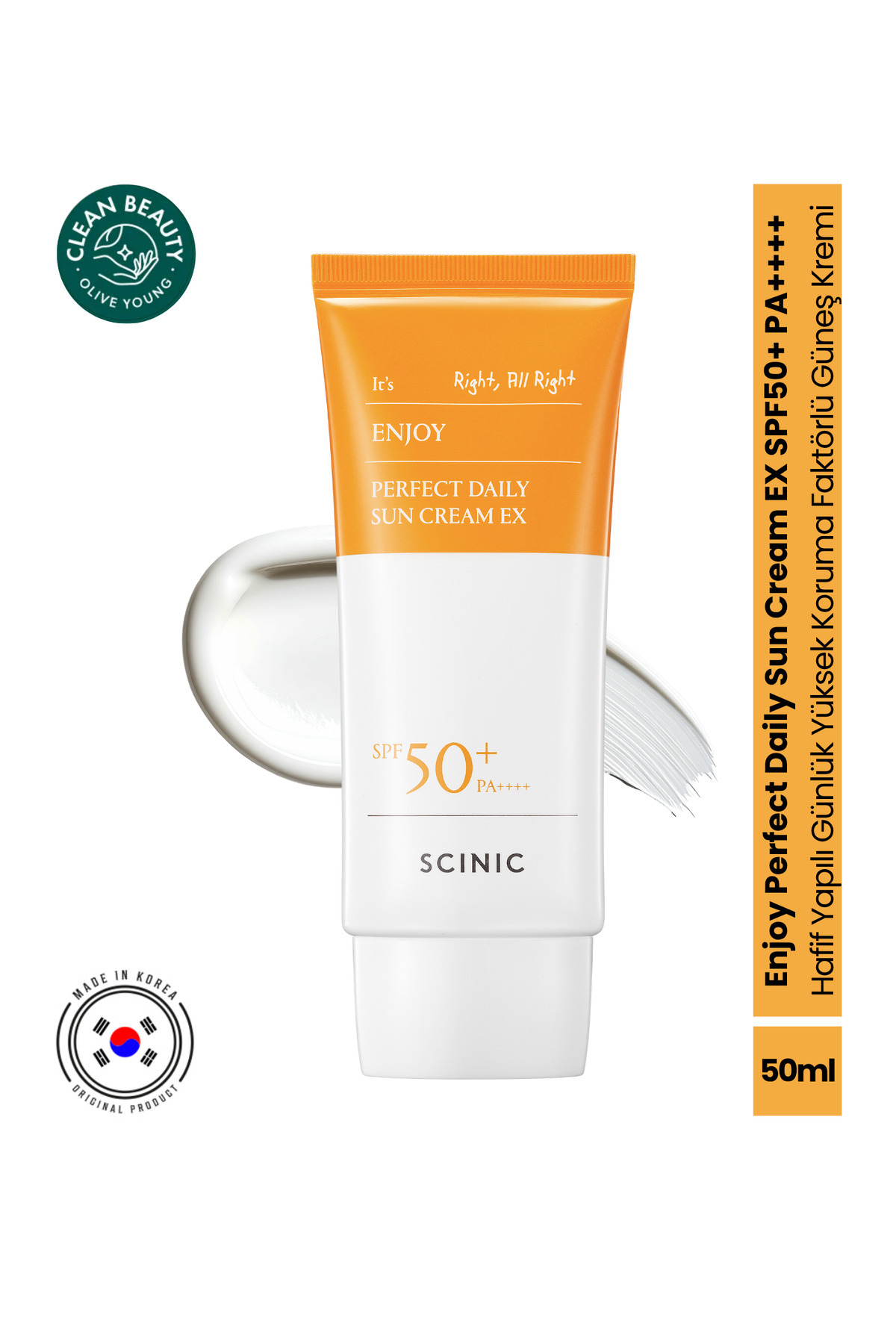 SCINIC Enjoy Perfect Daily Sun Cream EX SPF50+ PA++++ Hafif Yapılı Günlük Yüksek Koruma Faktörlü Güneş Kremi 50ml