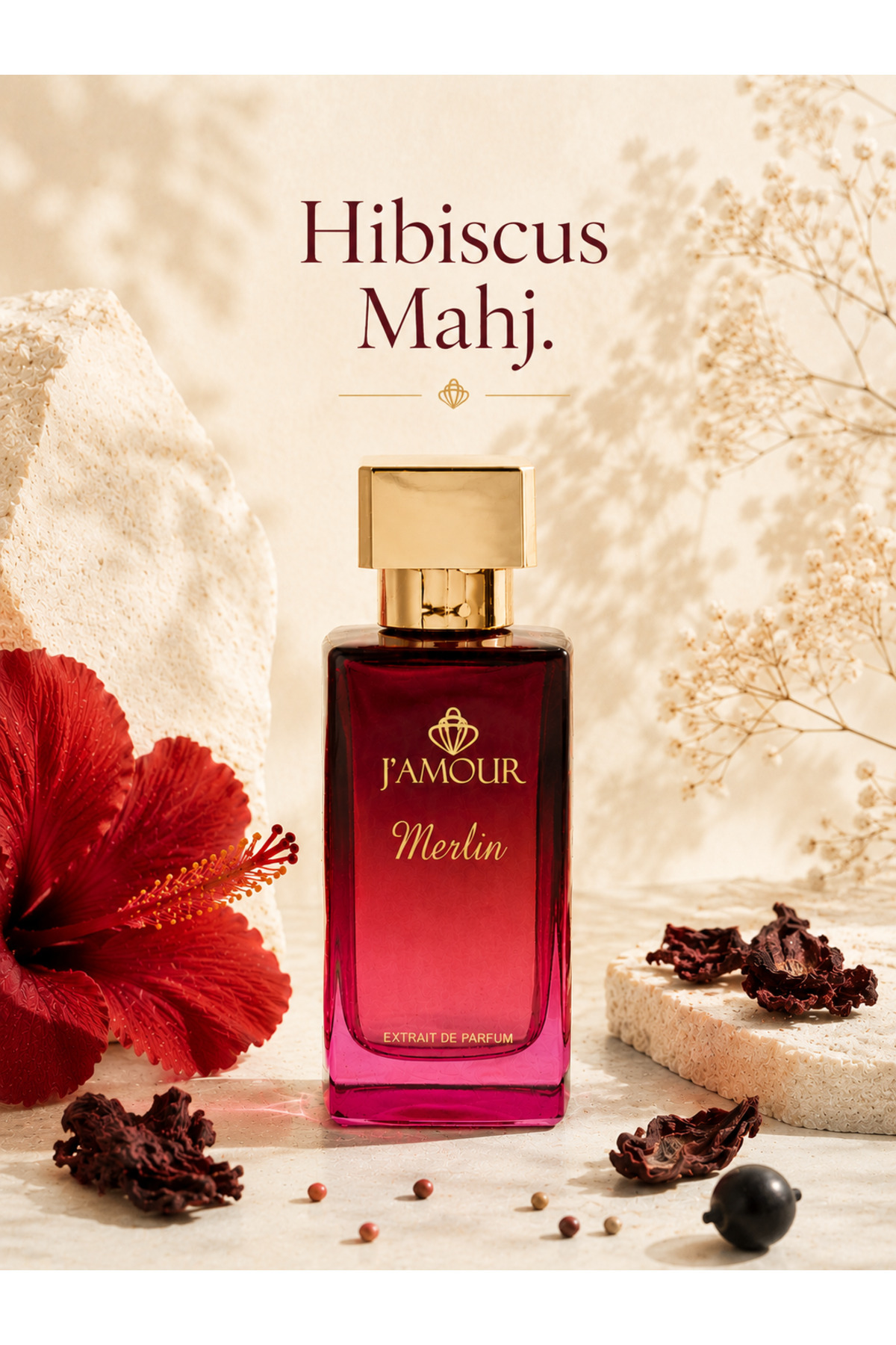 J'AMOUR EAU DE PARFUME MERLIN Hibiscus Mahajsad. Extrait Parfüm 50 ML- Uzun Süre Kalıcı, Etkili, Extrait Parfüm