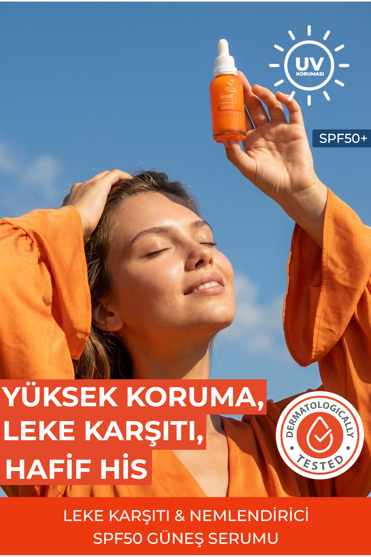 Goajé SKINCARE SPF50 Güneş Serumu, Leke Karşıtı & Nemlendirici Yüksek Korumalı 30 ml