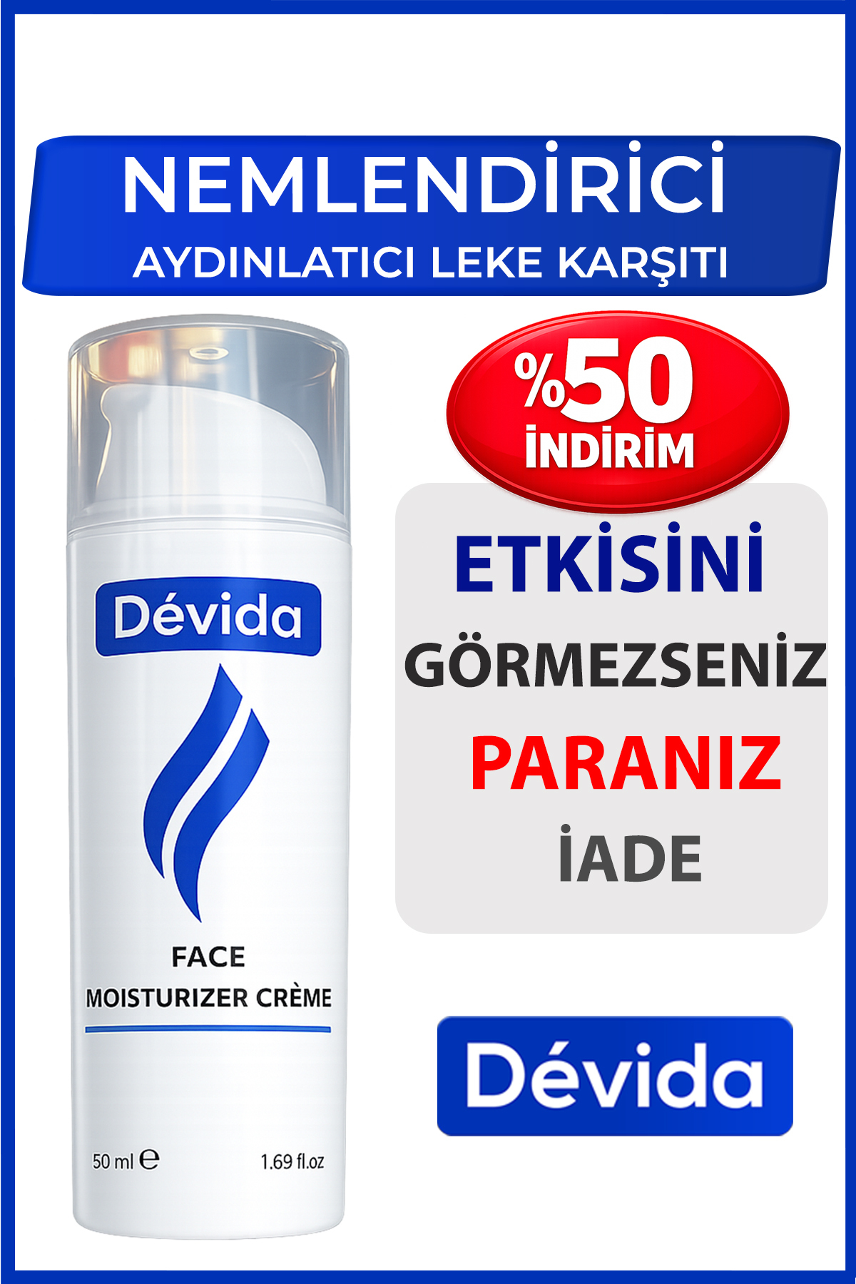 Devida Nemlendirici Aydınlatıcı Ceramide Centella Panthenol B5 Yüz Bakım Kremi HydraVive C111