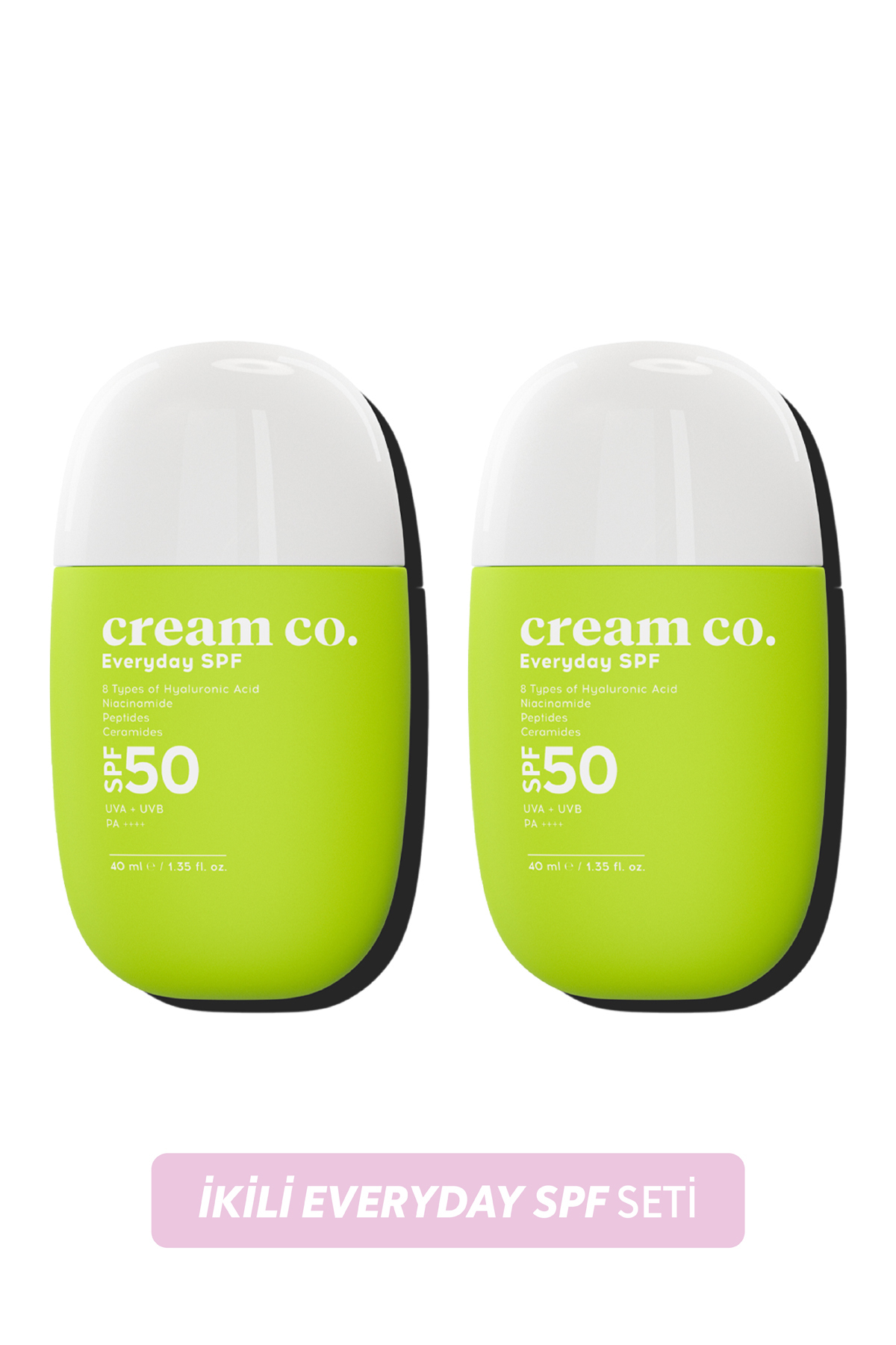 Cream Co. İkili Güneş Koruyucu Krem Seti Leke Karşıtı Nemlendirici Aydınlatıcı Güneş Serumu SPF Set