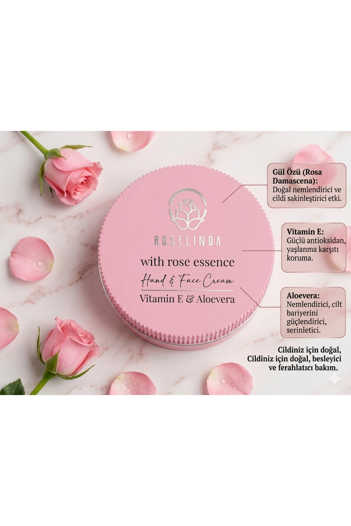 Roselinda GÜL ÖZLÜ EL & YÜZ KREMİ 240 ML