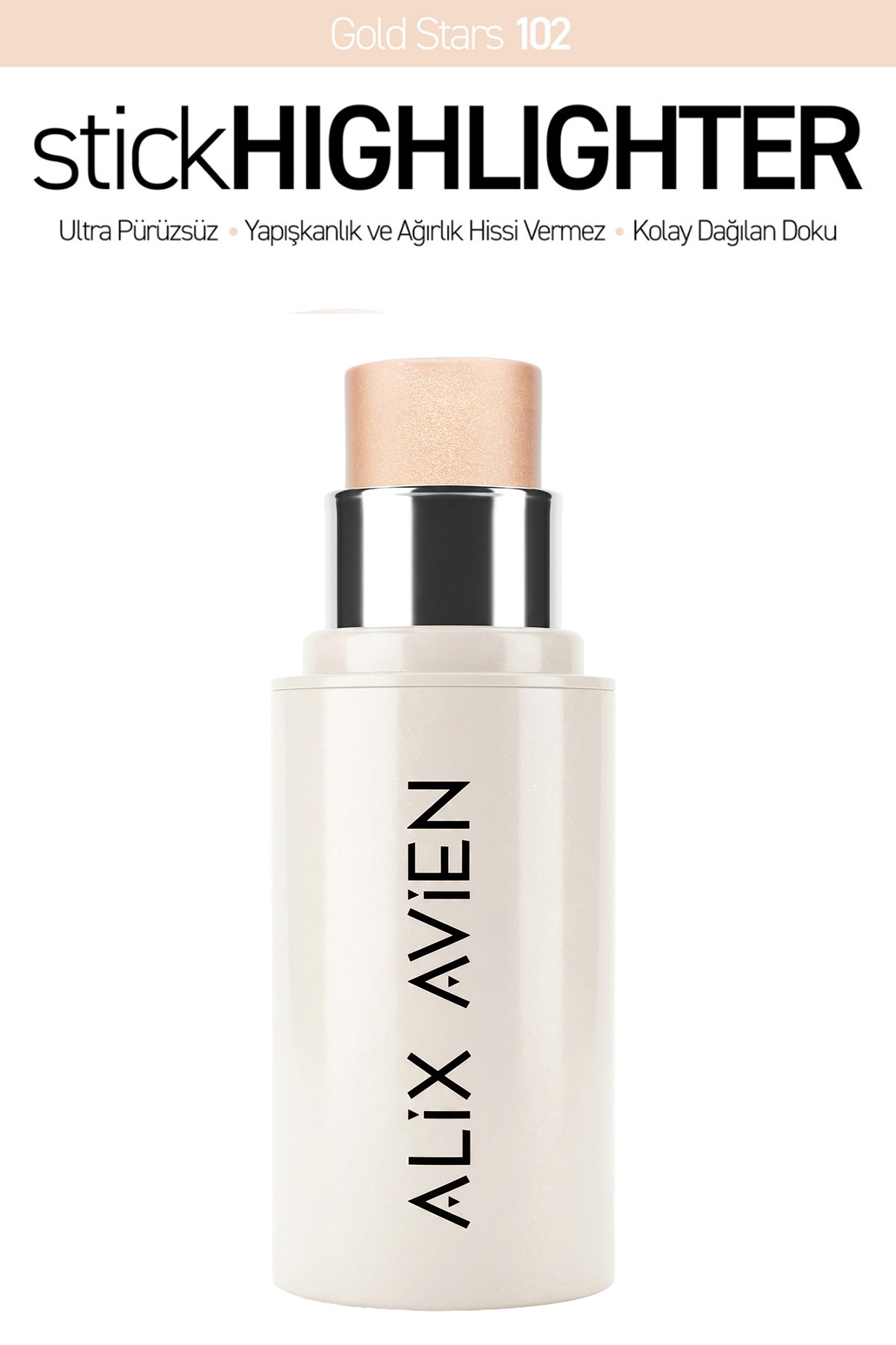 Alix Avien Parlak Işıltılı Nemlendirici Krem Stick Aydınlatıcı - Stick Highlighter 102 Gold Stars