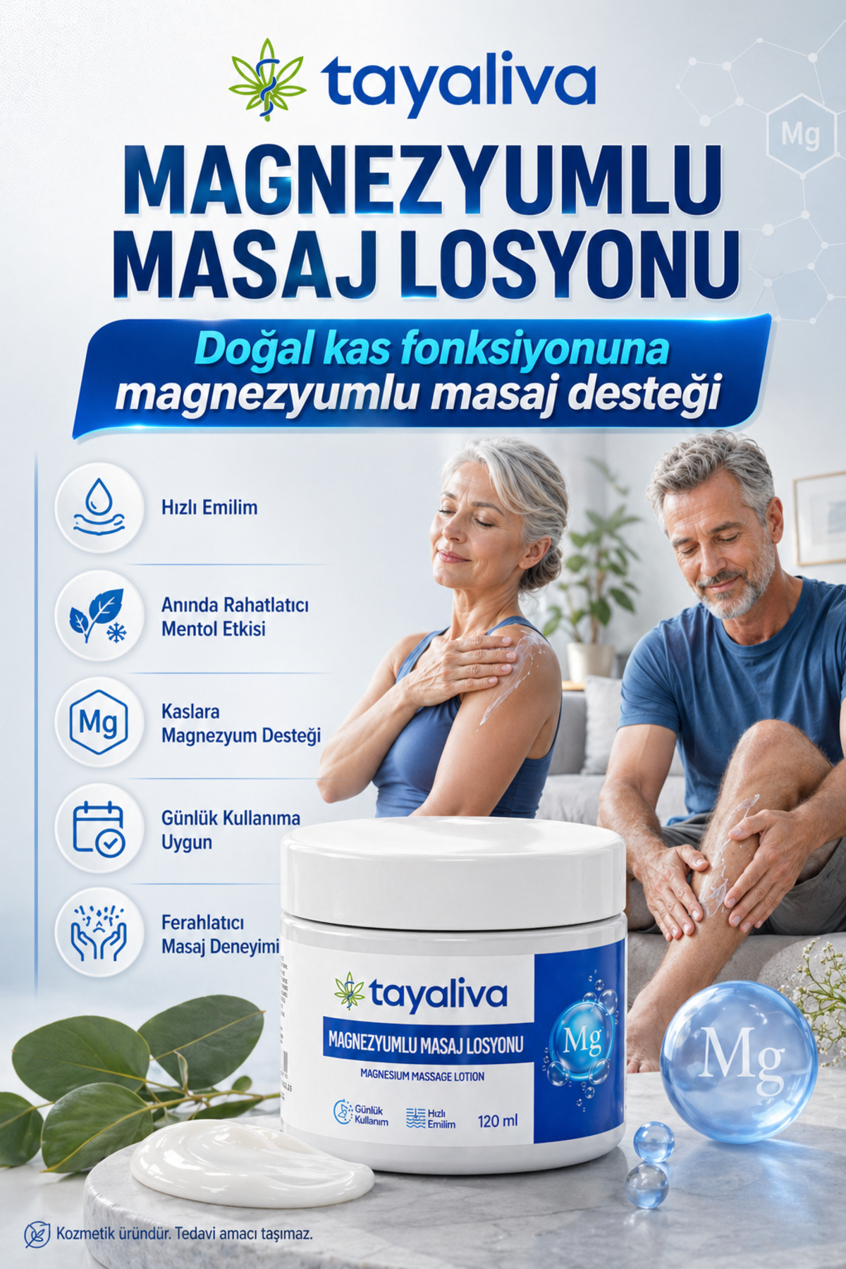 Tayaliva Magnezyumlu Doğal Hareket Konforunu Destekleyen Masaj Kremi