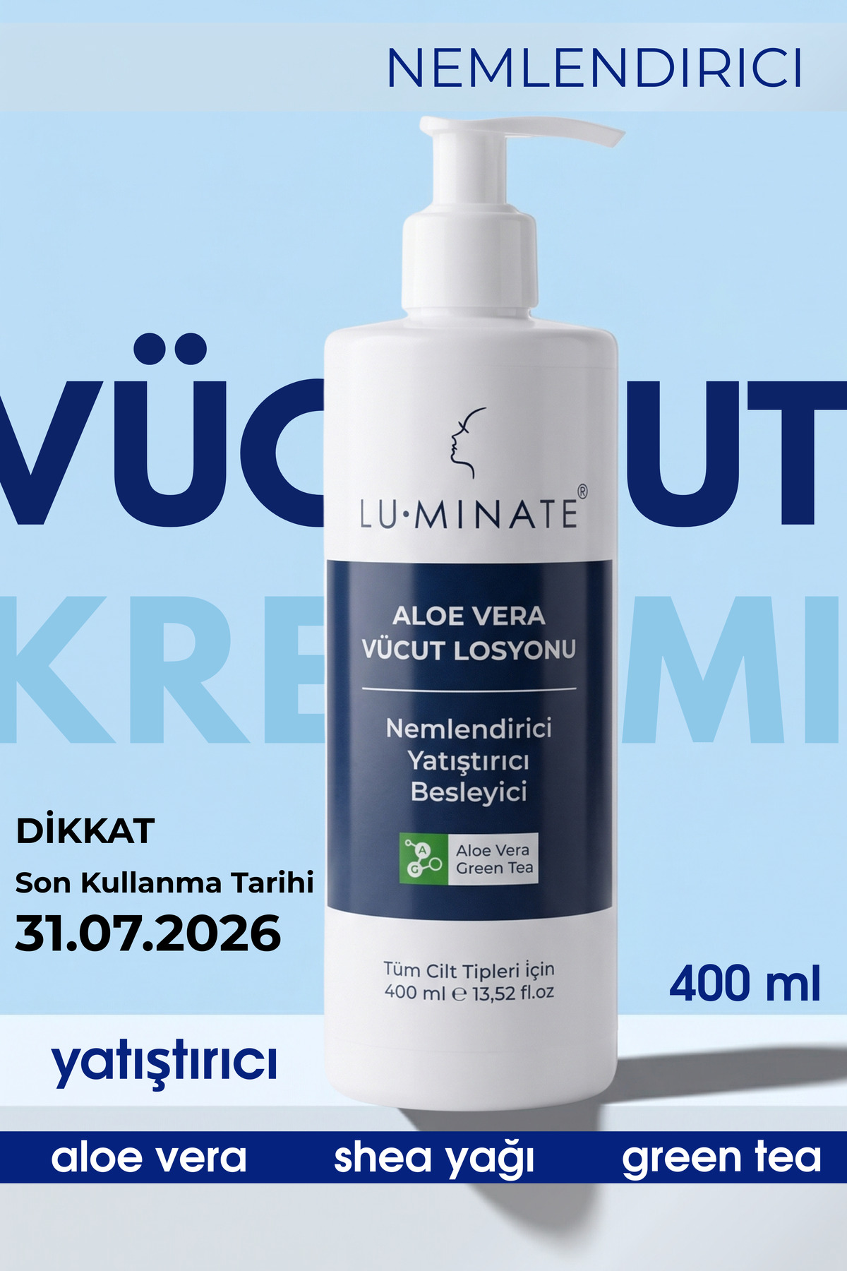 Luminate Vücut Losyonu Aloe Vera Shea Yağı Ve Çay Agacı Normal Ve Karma Ciltler Için Su Bazlı Nemlendirici