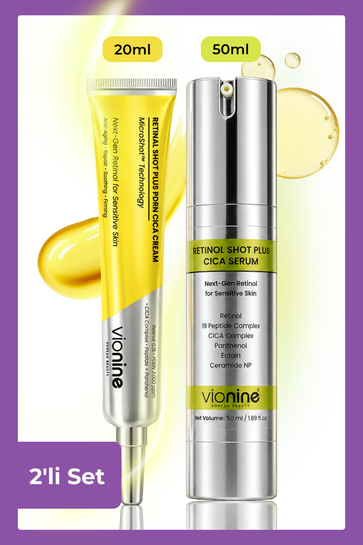 Vio nine Retinal & Retinol MicroShot™ Plus Set - 20 ML Krem + 50 ML Serum Made In Korea