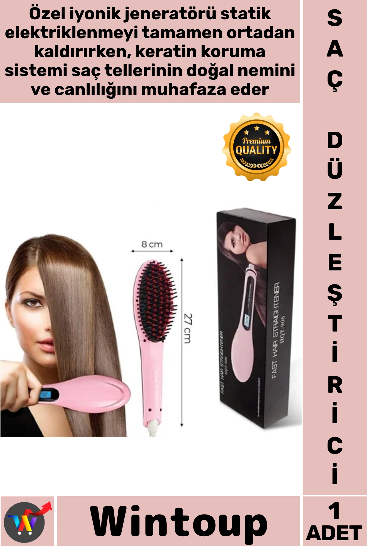 Wintoup #SaçDüzleştirici Seramik İyonik Teknolojili Keratin Koruma Isı Ayarlı Hızlı Isınan Saç Düzleştirici