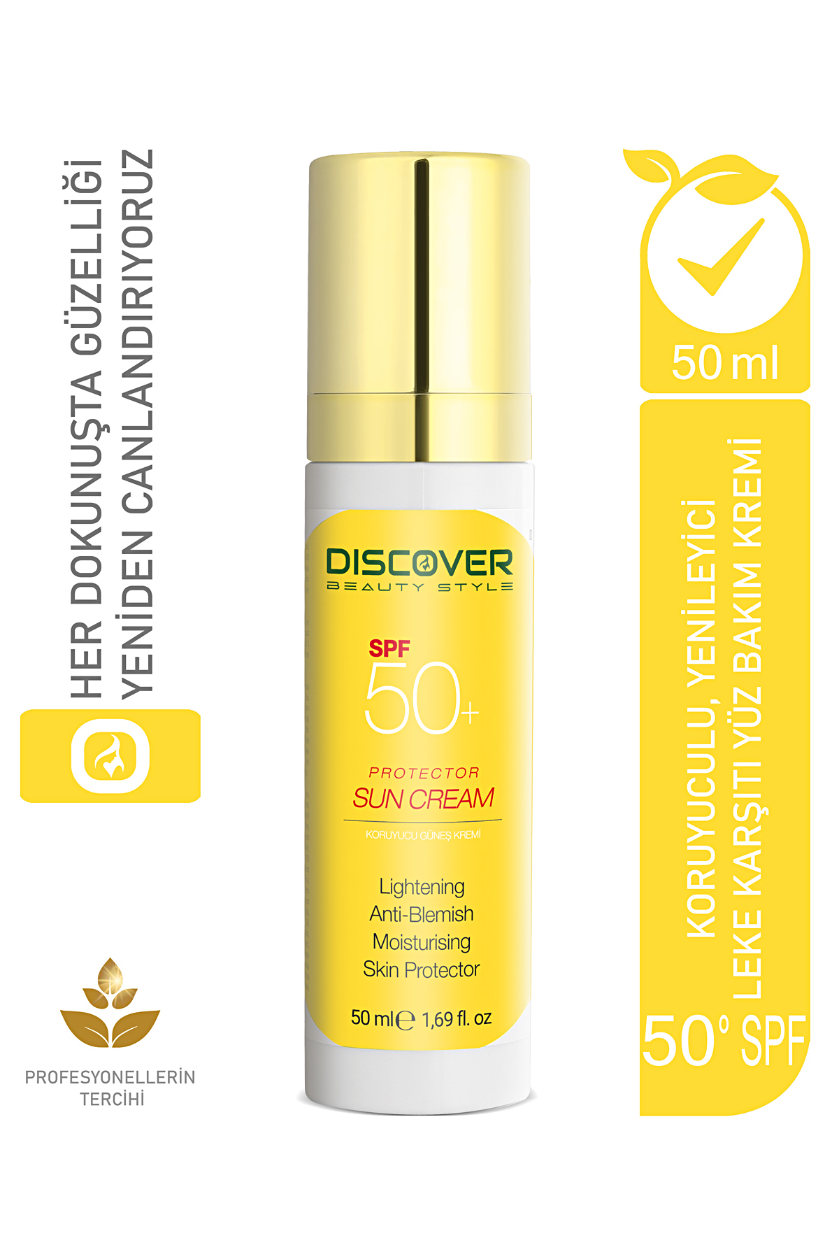 Discover Beauty Style Güneş Kremi Leke Karşıtı E Vitamini Ve Papatya Ozlu Spf 50 Uva Ve Uvb Geniş Spektrumlu Koruma