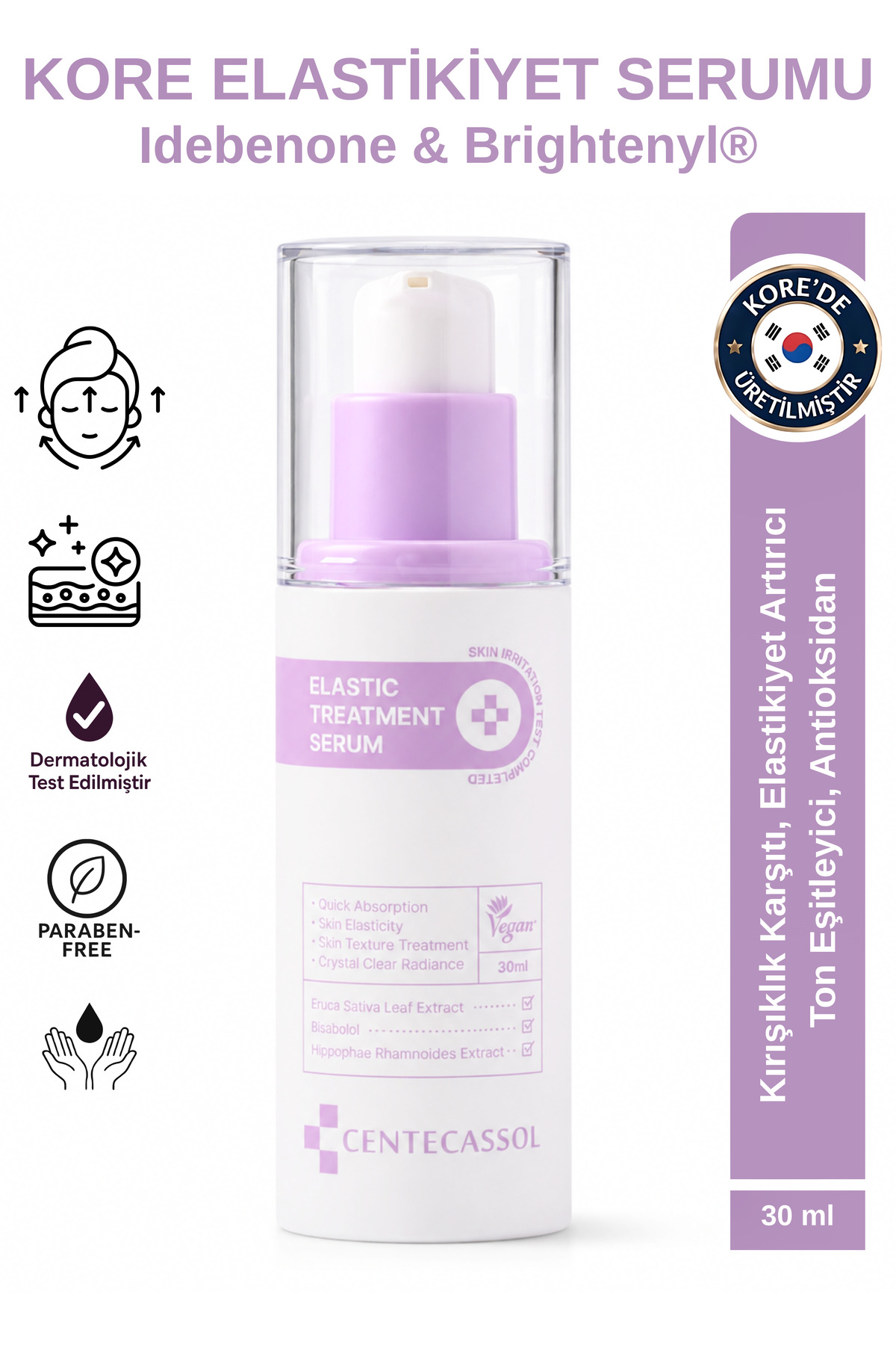 centecassol Kore Yaşlanma Ve Kırışıklık Karşıtı Yüz Serumu - Cilt Sıkılaştırıcı, Nemlendirici, Bariyer Onarıcı Elastik Serum