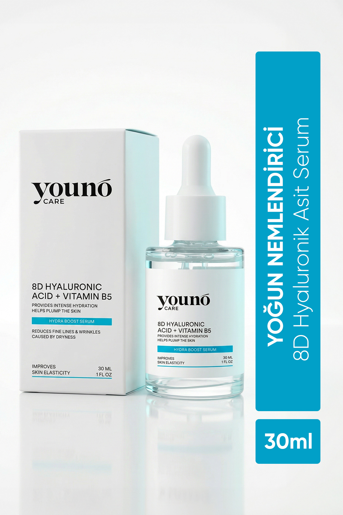 YOUNO CARE 8D Hyaluronik Asit Serum 30 ml| Yoğun Nemlendirici Serum 18 Amino Asit, Beta-Glucan, Panthenol, Urea