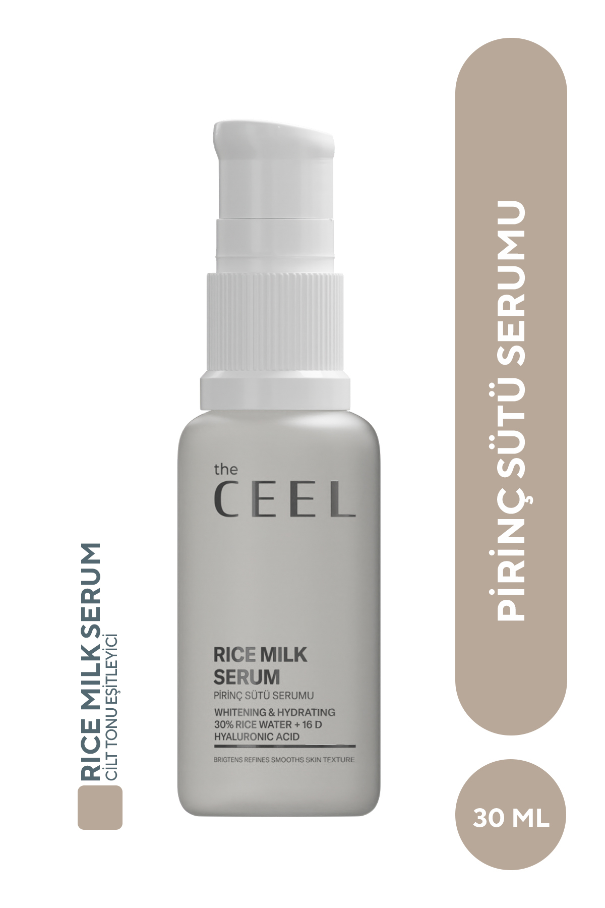 The Ceel Pirinç Mayası Serum Nemlendirici & Aydınlatıcı 16D Hyaluronik Asit, Pirinç Suyu ve Niacinamide 30 ml