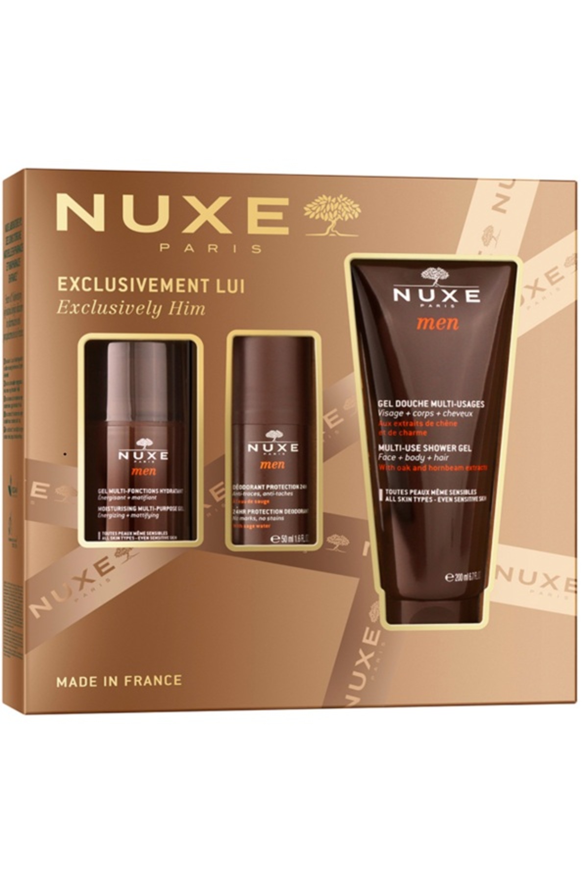 Nuxe Men Nemlendirici Jel 50 ml Men Deodorant 50 ml Men Duş Jeli 200 ml.