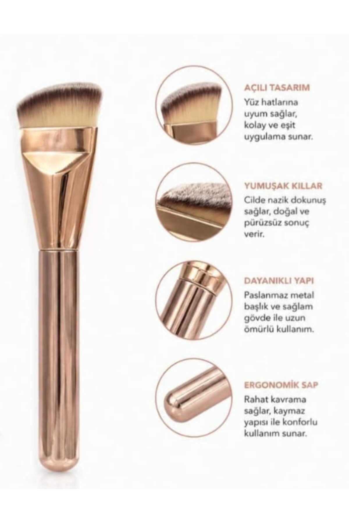 SEVRU Profesyonel Make-up Fondöten, Allık ve Kontür Sabitleme Makyaj Fırçası