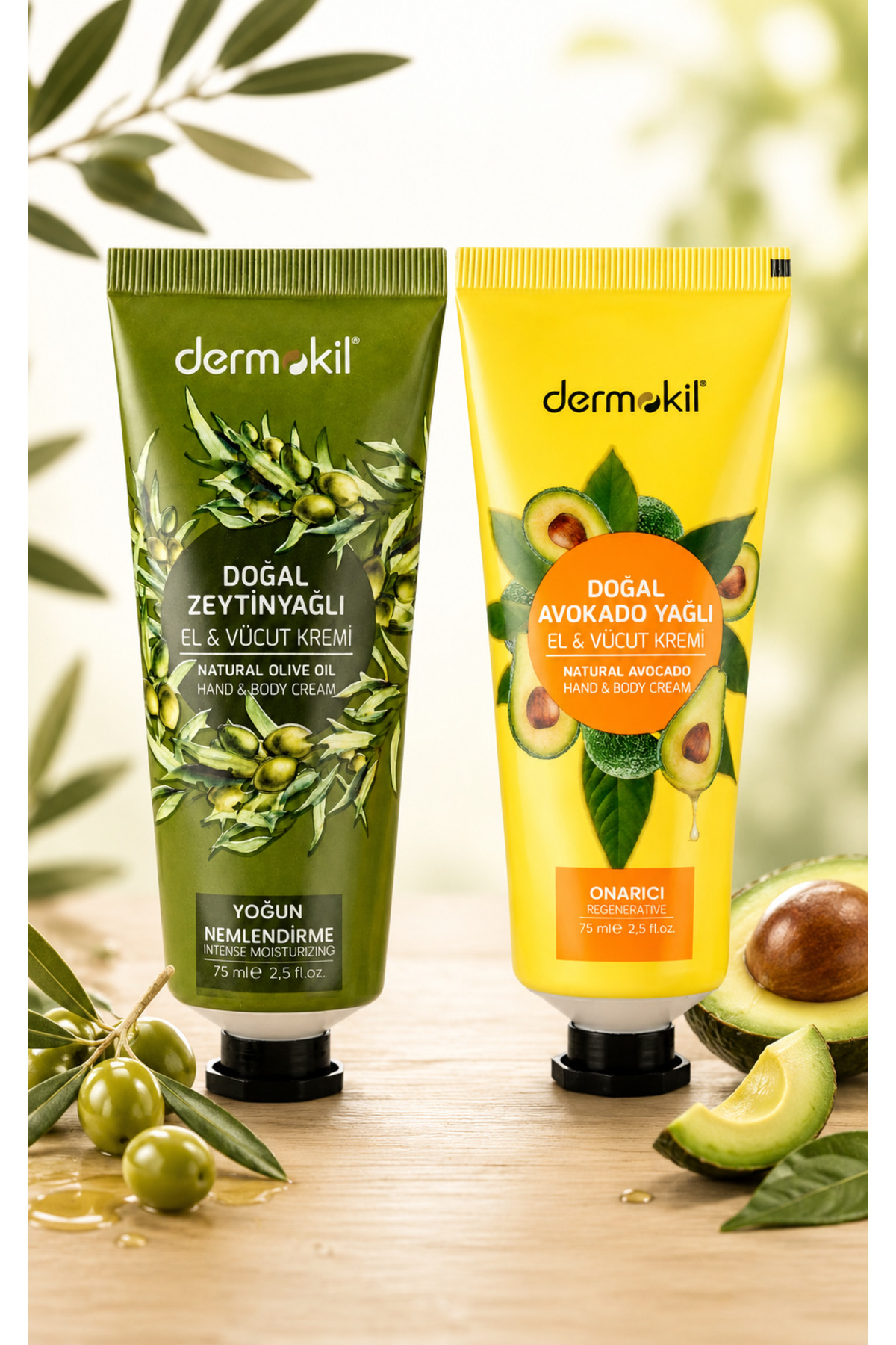 Dermokil Doğal Avokado Ve Zeytinyağlı El ve Vücut Kremi 2x75 ml