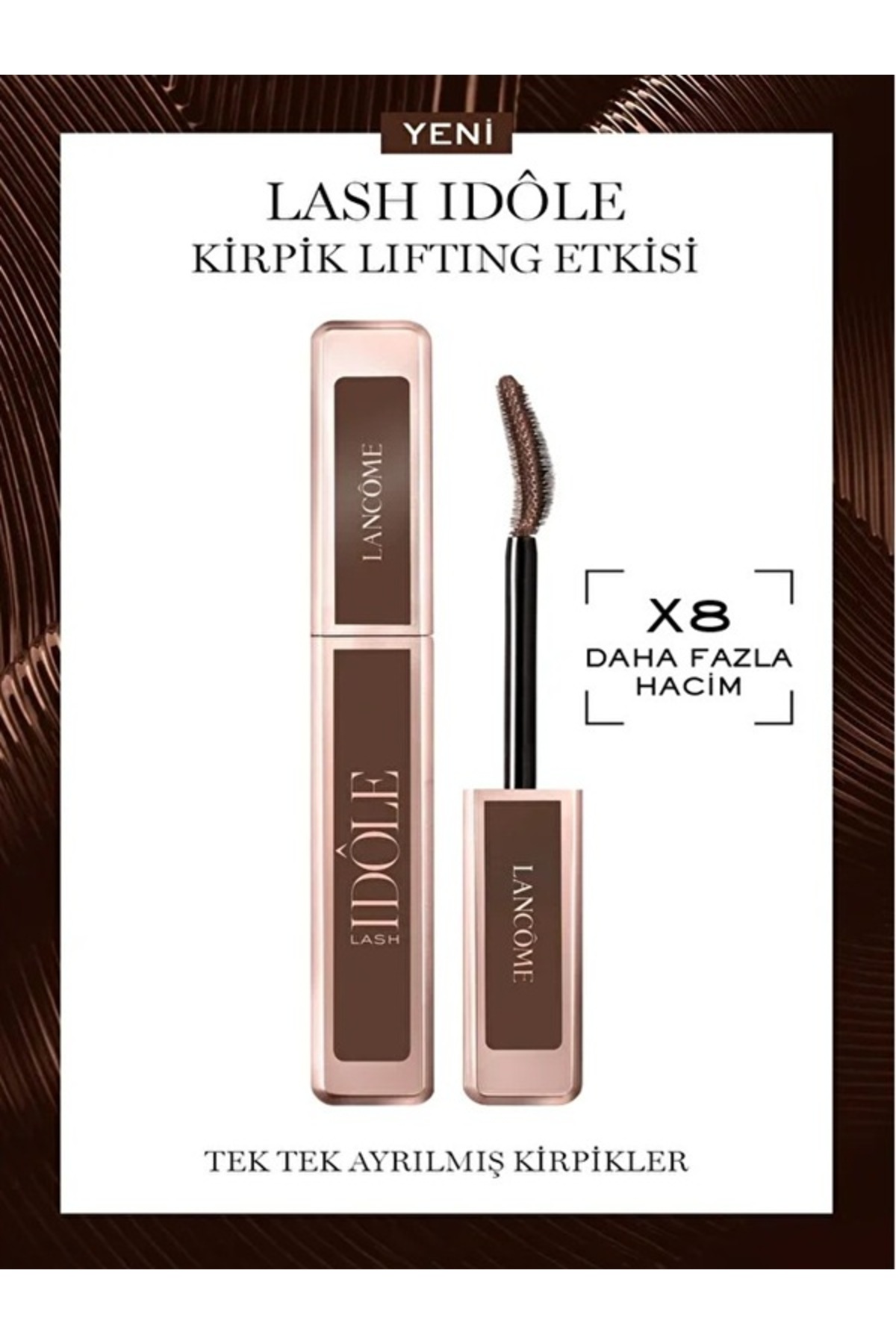Lancome Lash Idole Lifting Etkili Kirpikleri Anında Kaldıran ve Hacim Veren 02 Kahverengi Maskara 8ml