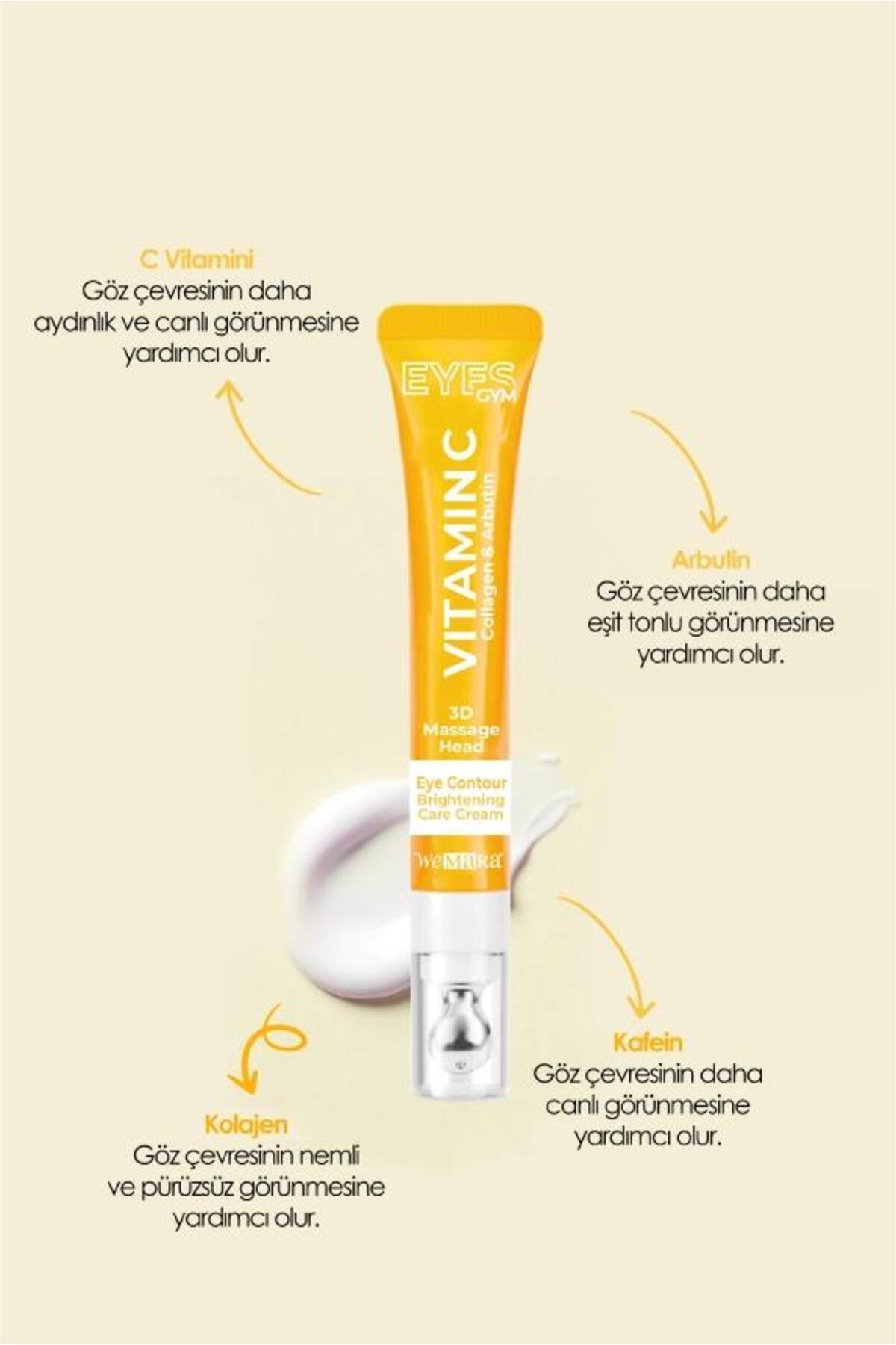 WeMara VİTAMİN C & BRİGHTENİNG (SARI) MASAJ BAŞLIKLI GÖZ KREMİ 18 ML