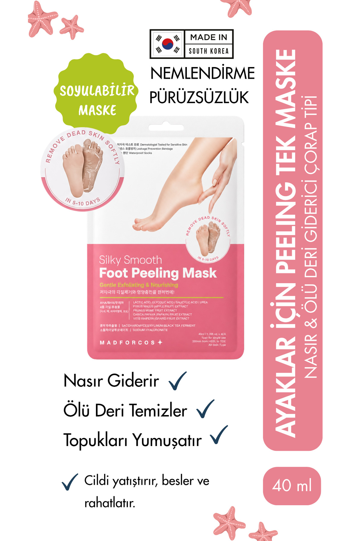 MADFORCOS Silky Smooth Foot Peeling Mask Soyan Ayak Peeling Maskesi 40 ml | Nasır ve Ölü Deri Bakımı