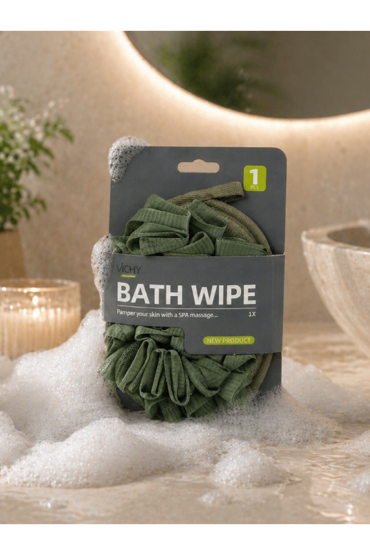 Vichy Banyo Lif Süngeri Body Scrubber Köpük Artırıcı Duş Lifi Vücut Temizleme VCHY-7002 YEŞİL