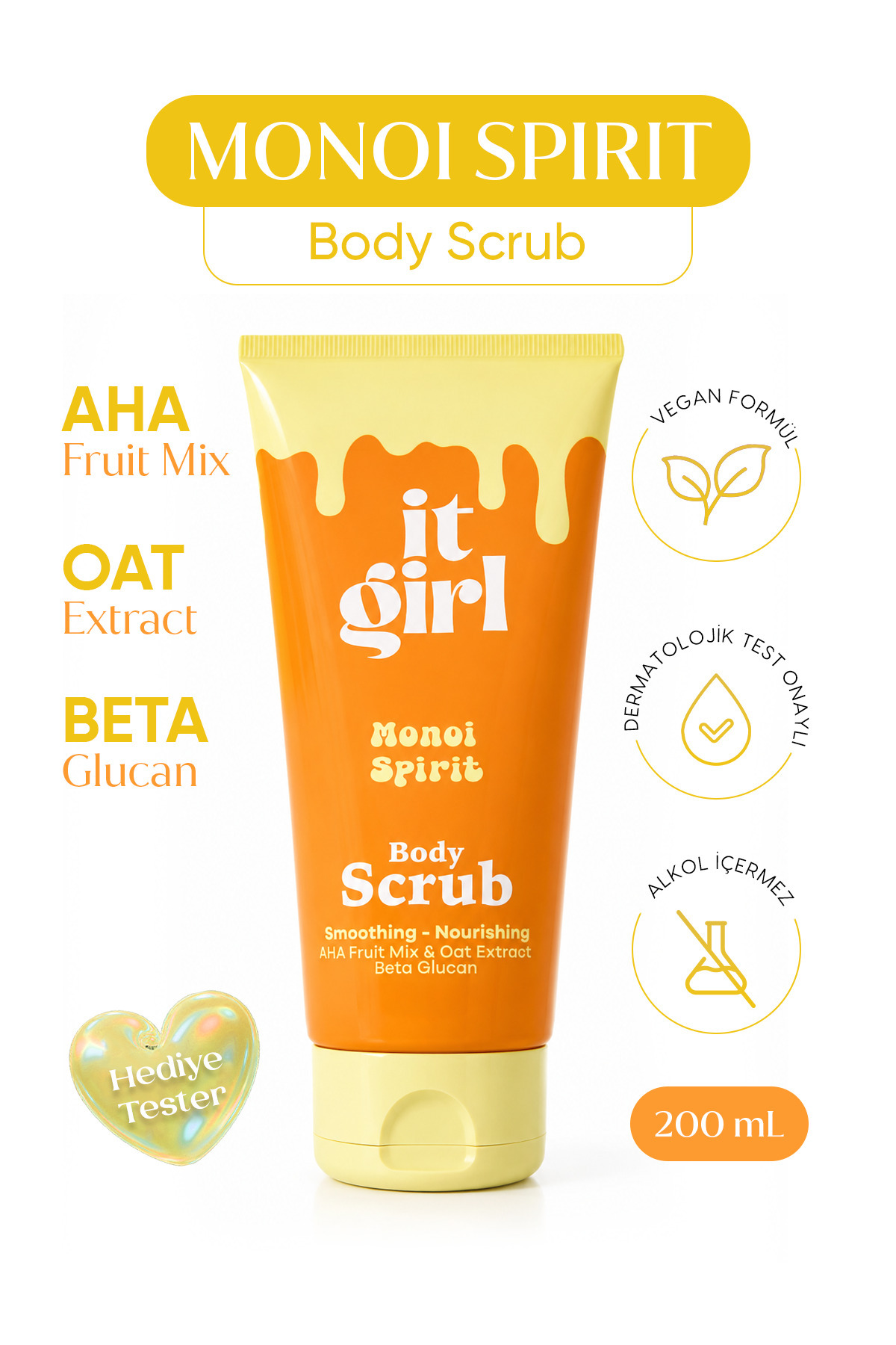 It Girl Monoi Spirit AHA & Beta Glucan Pürüzsüzleştirici Vücut Peeling | Body Scrub 200 ml