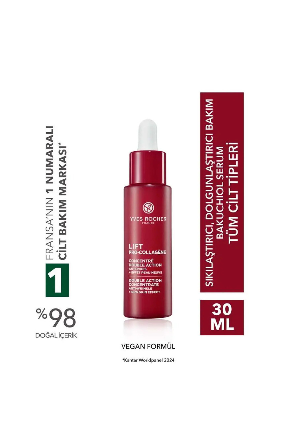 Yves Rocher Bakuchiol (Bitkisel Retinol) Serum- Sıkılaştırıcı,Dolgunlaştırıcı Bitkisel Kolajen ve Hyaluronik Bakım/ Lift Pro Collagene