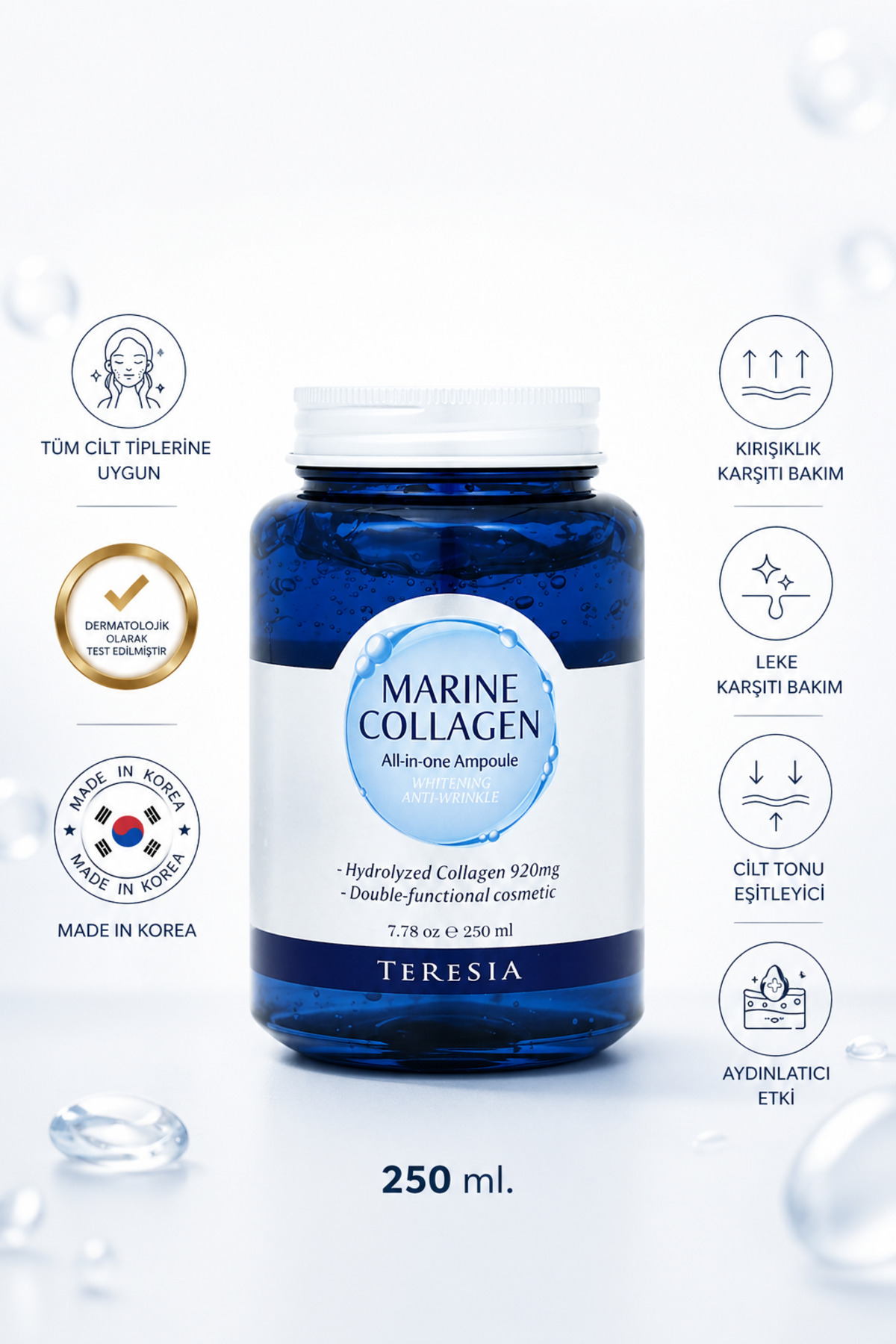 MBL Teresia Deniz Kolajenli Ampul – Hassas Ciltler İçin Yenileyici, Nemlendirici & Canlandırıcı 250ml