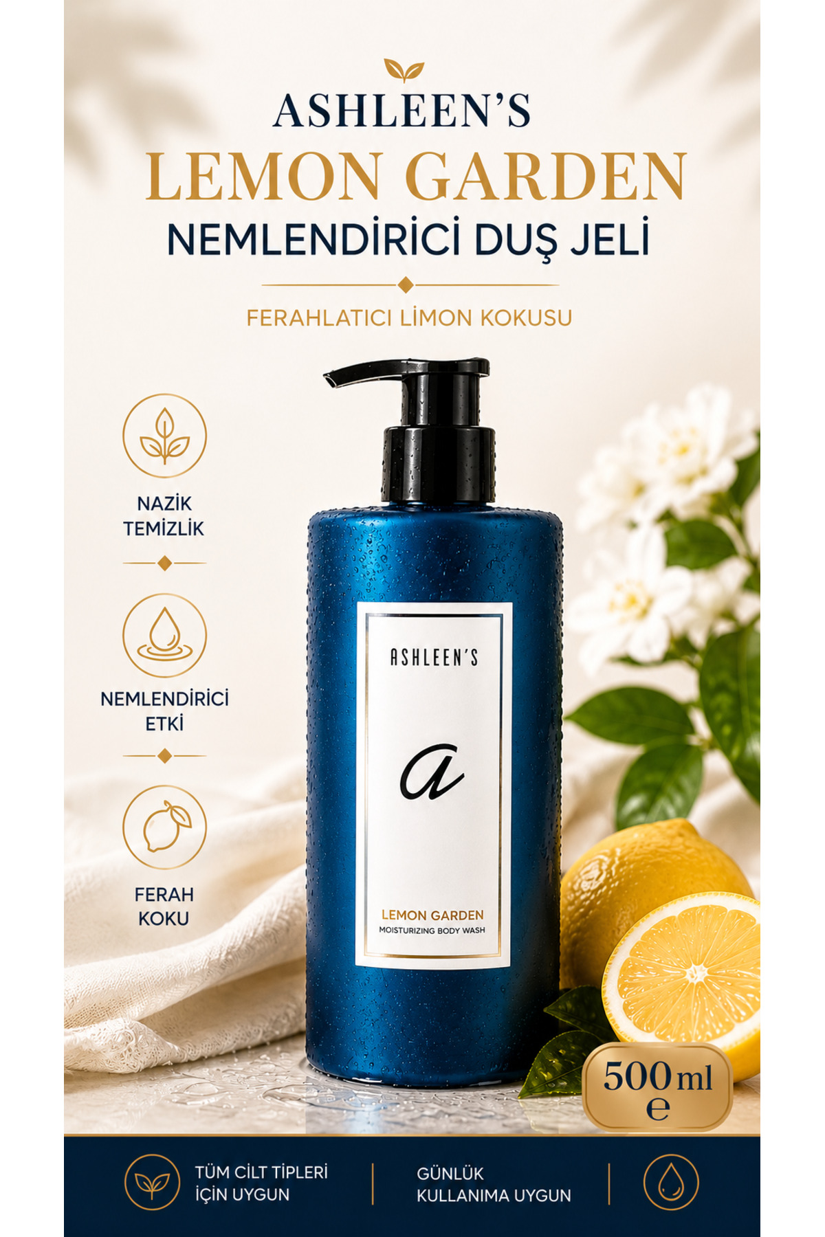 ashleen's Ashleen’s Lemon Dream Limon Kokulu Nemlendiricili Duş Jeli 500ml