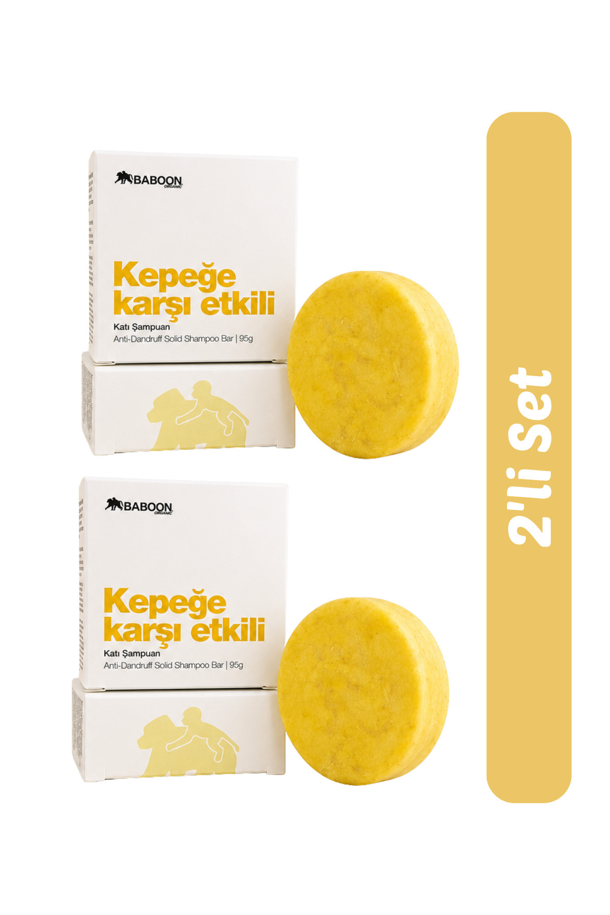 Baboon Natural Kepeğe Karşı Etkili Katı Şampuan 2’li Set | Çay Ağacı, Çinko & Salisilik Asit İçerikli