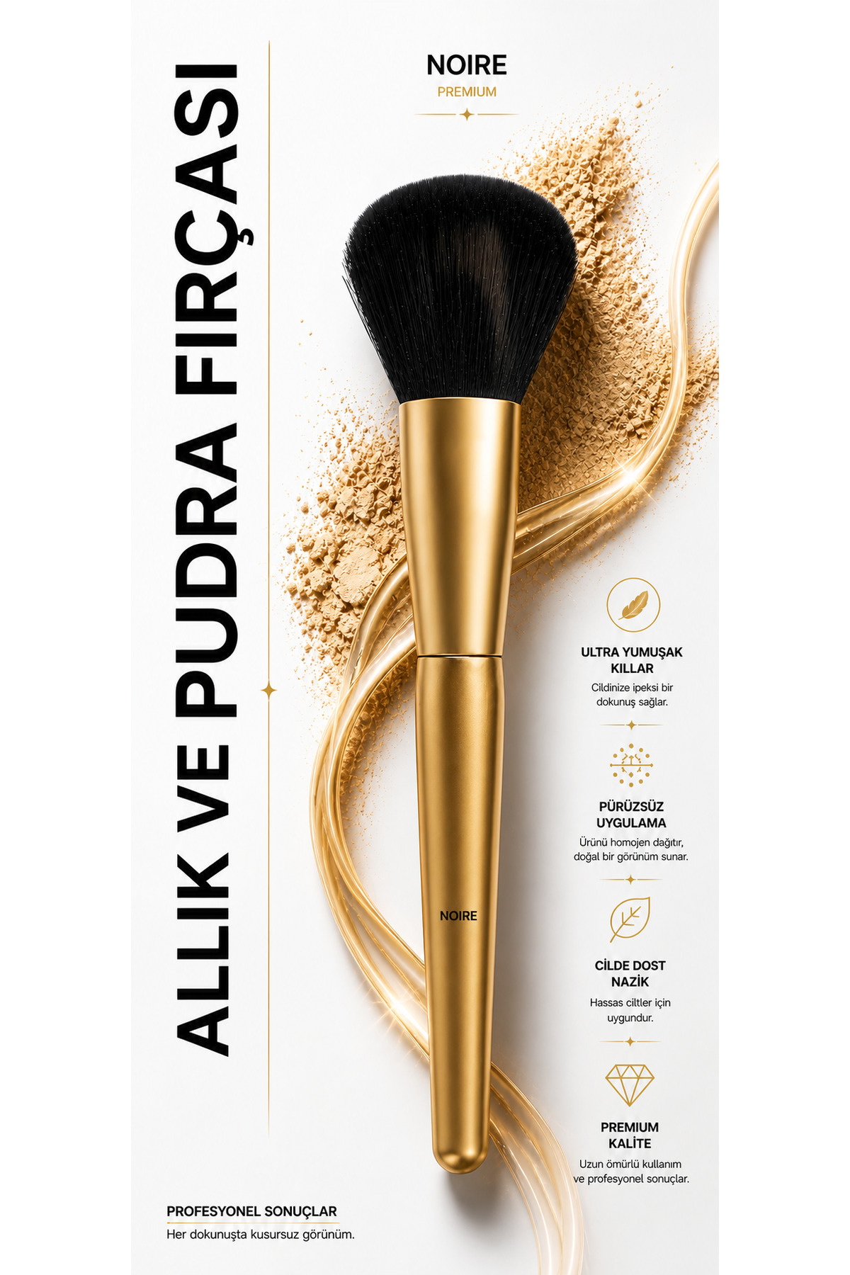 NOIRE PREMIUM ALLIK VE PUDRA FIRÇASI GOLD