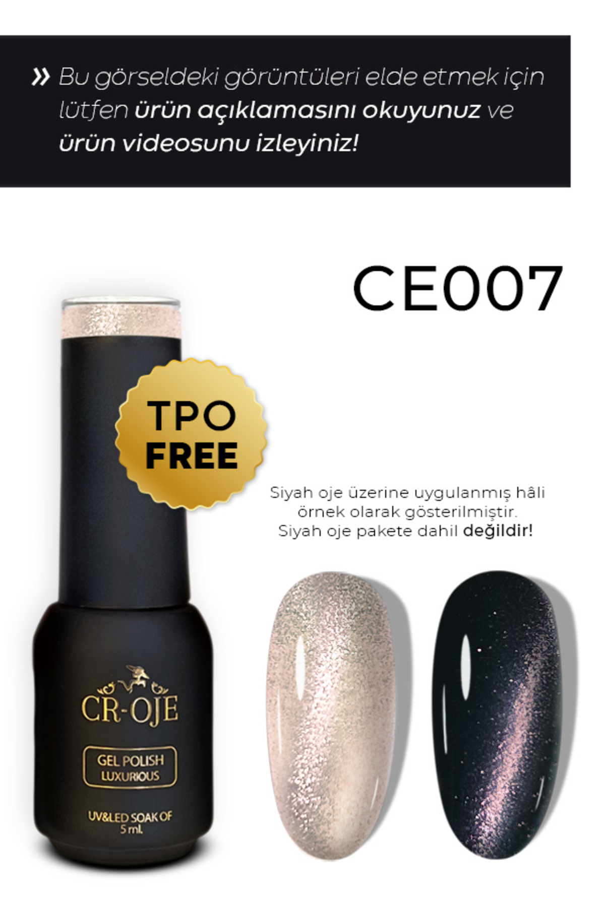 CROJE KALICI OJE Kalıcı Oje Kedi Gözü 7d Cat Eye-007 Ce007 (5 ML)