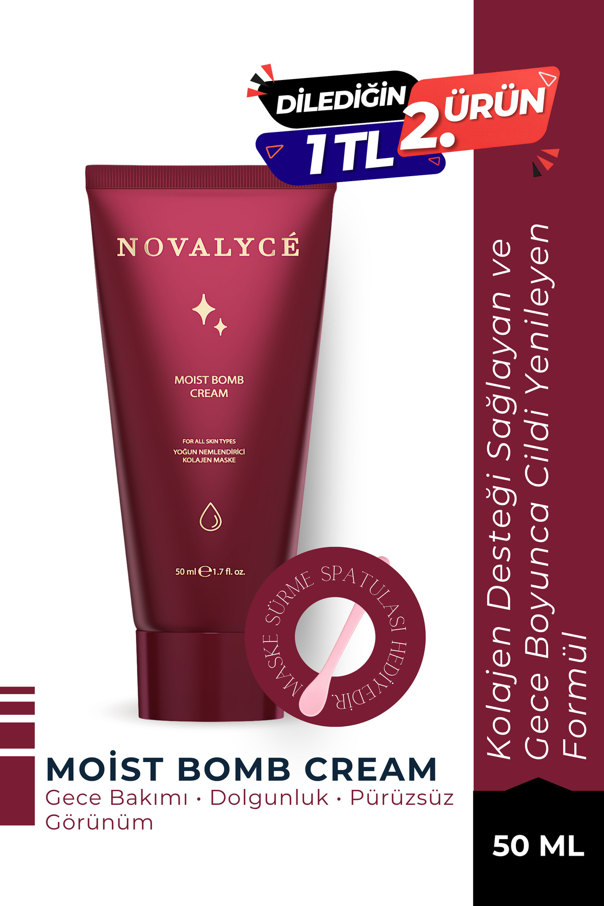 Novalyce Soyulabilir Kolajen Gece Maskesi 50 ml | Nemlendirici ve Dolgunlaştırıcı