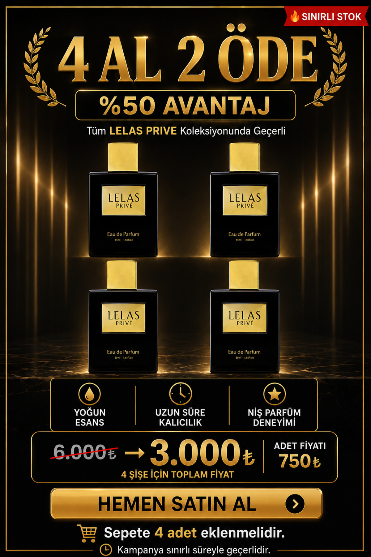 Lelas Prive 1601 Joya Unisex Parfüm EDP 55 ML – Amber Odunsu Kalıcı Koku