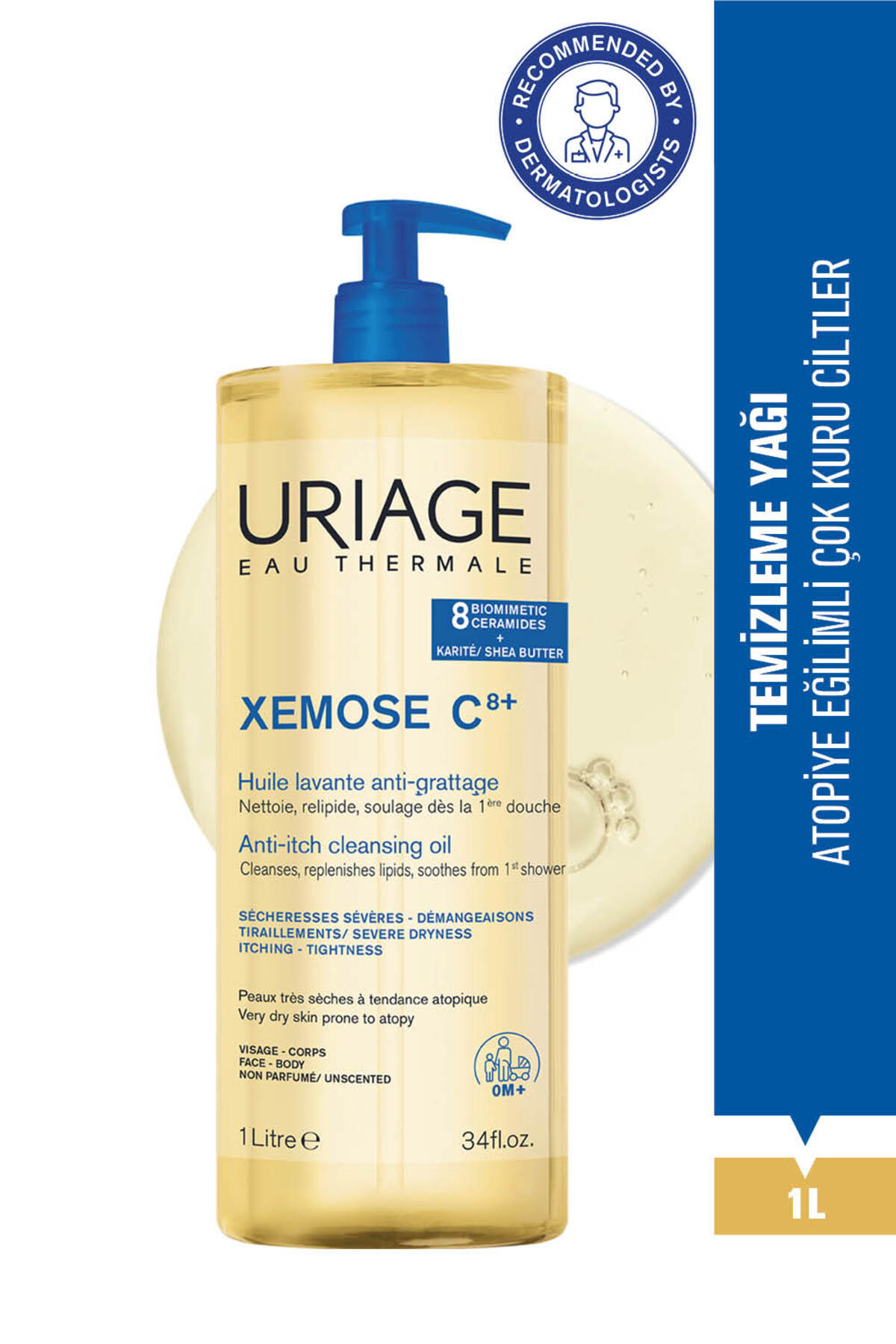 Uriage XEMOSE C8+ Atopiye Eğilimli ve Çok Kuru Ciltler İçin Temizleme Yağı 1L