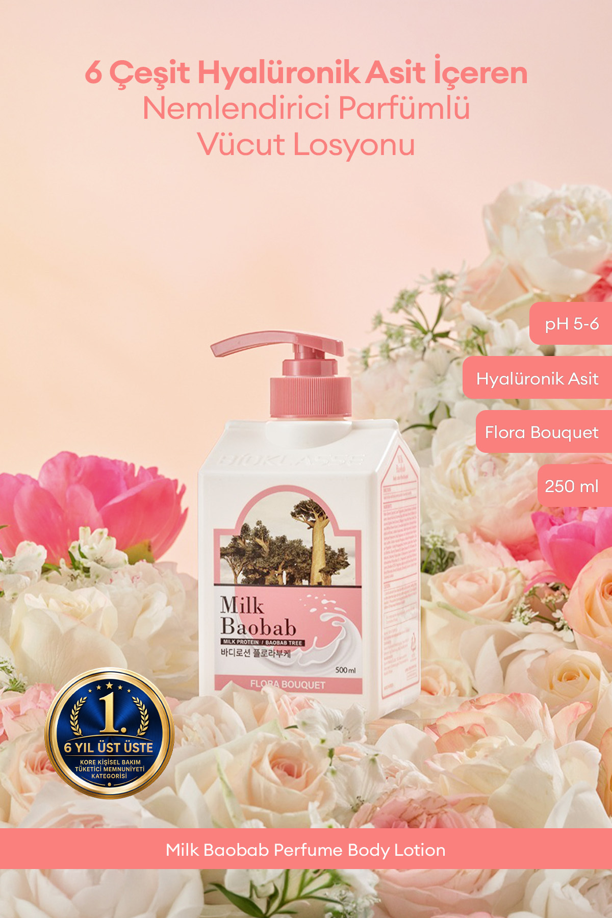 Milk Baobab 6HyalüronikAsitle Nemlendiren Parfümlü Vücut Losyonu Perfume Body Lotion (Flora Bouquet)